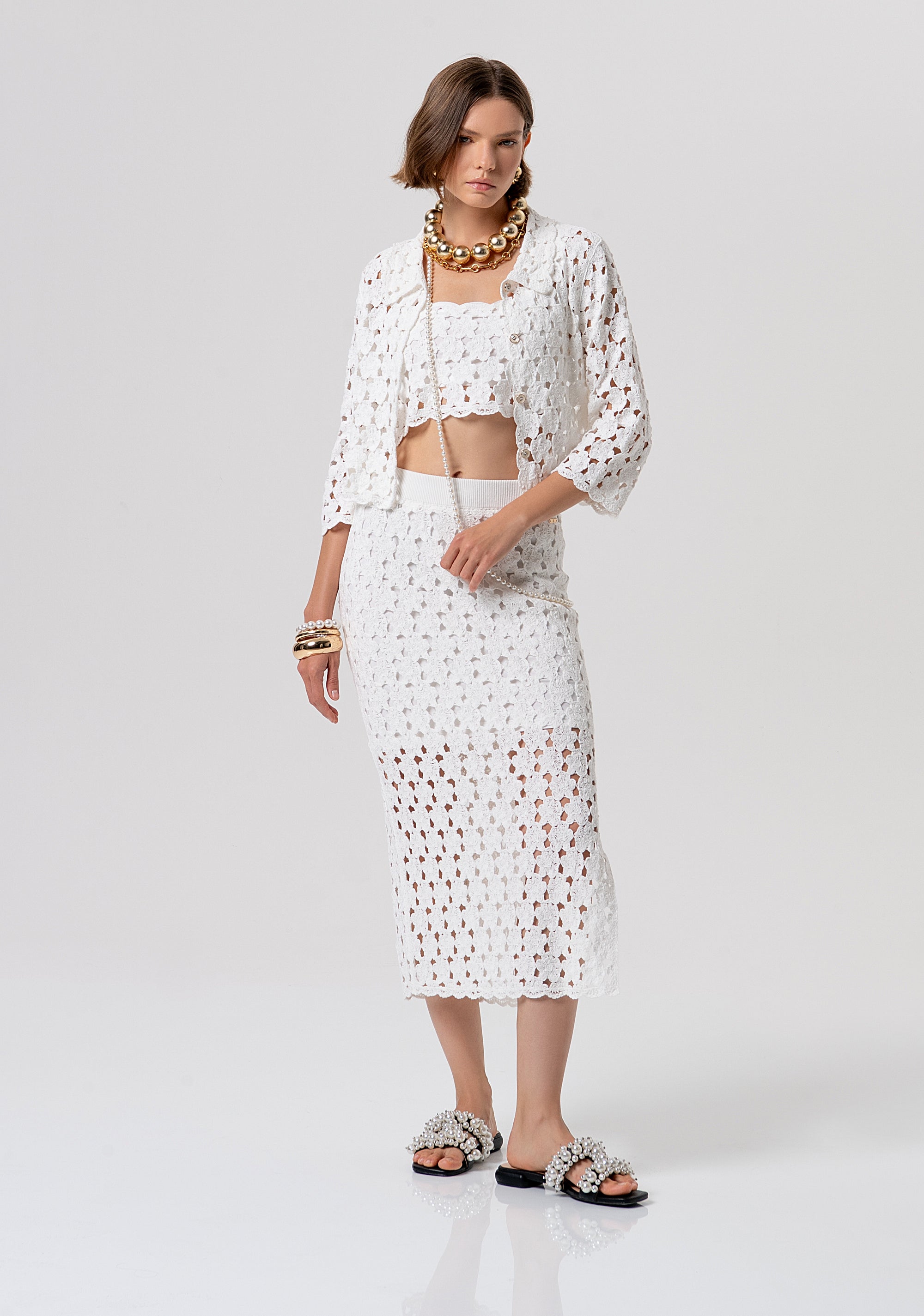 Cardigan regular fit made in lace Fracomina FR26ST8018K488R6-108-4