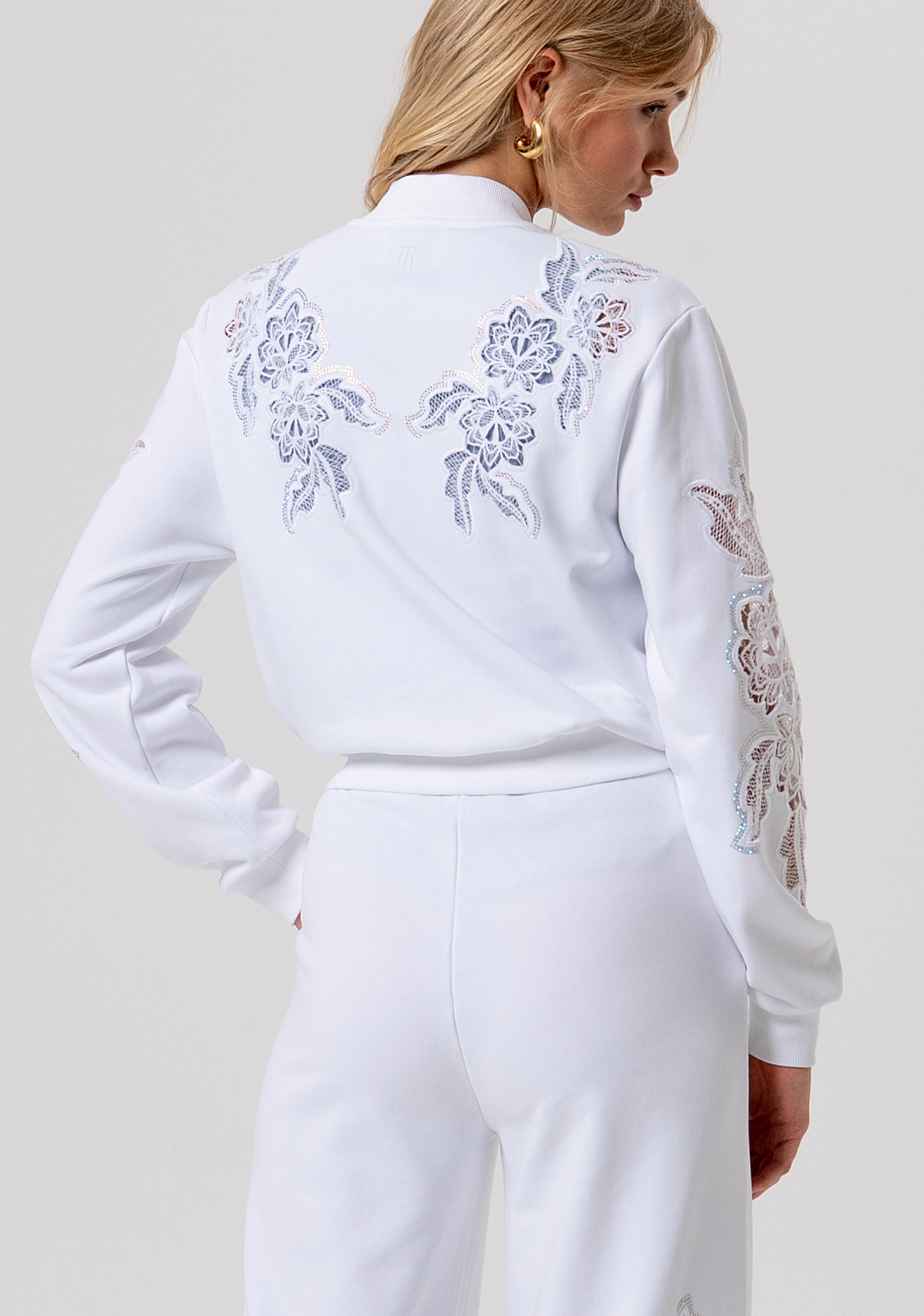 Bomber jacket regular fit made in fleece with lace embroideries Fracomina FR26ST9005F409E5-278-3