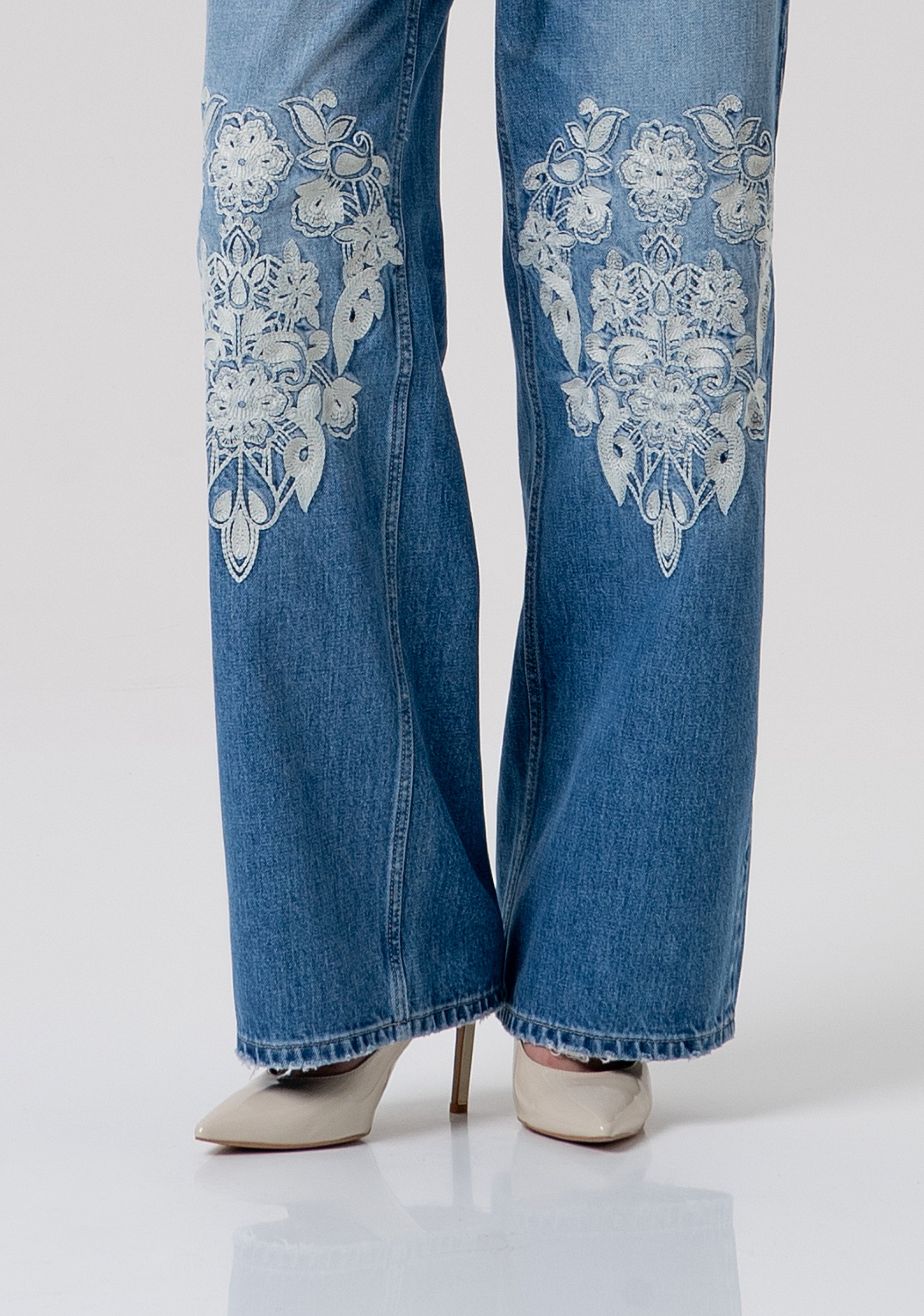 Jeans flare wide leg made in denim with middle wash Fracomina FR26SV2008D419E5-258-2