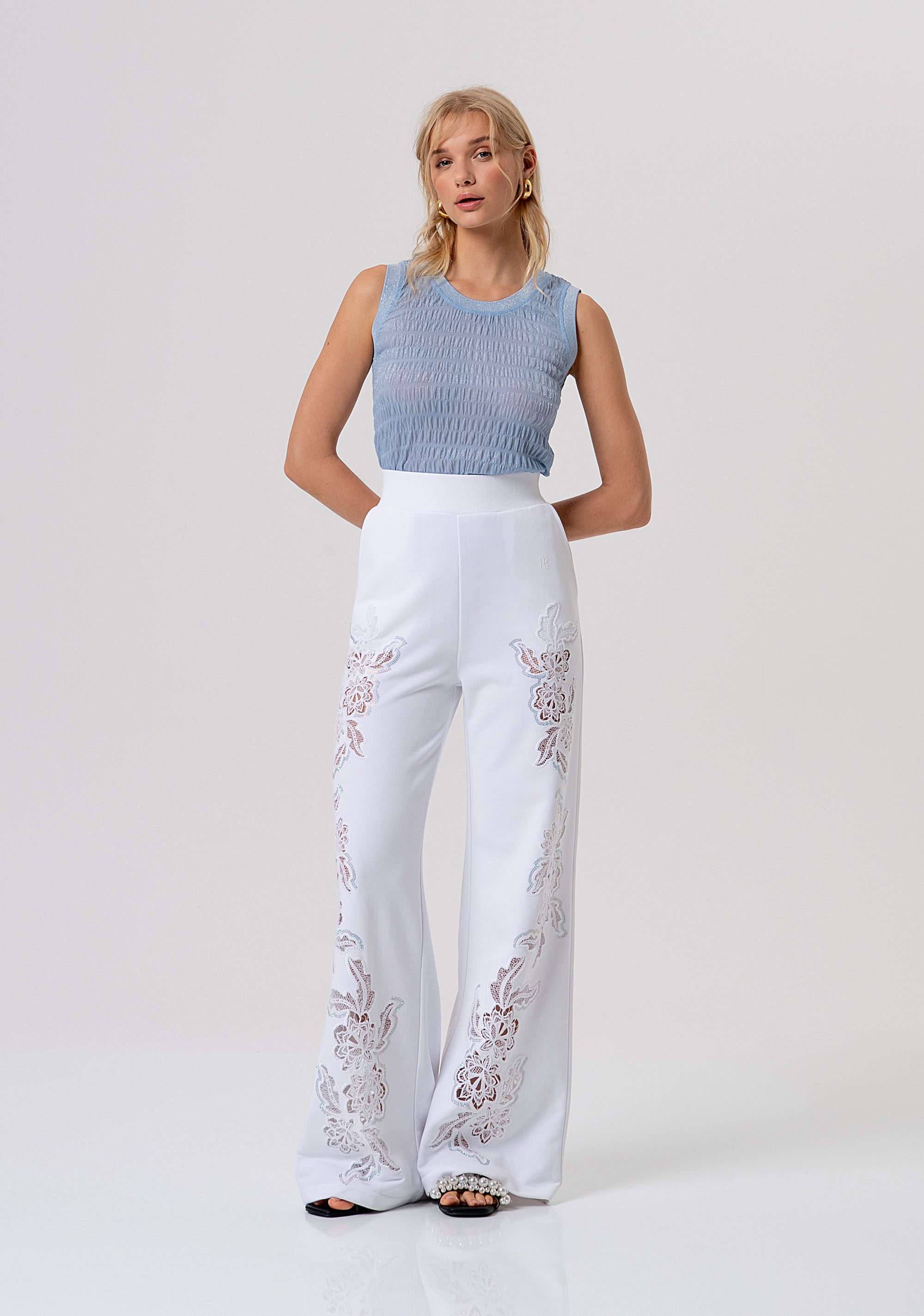 Flare pant made in fleece with embroideries Fracomina FR26SV3021F409E5-278-1