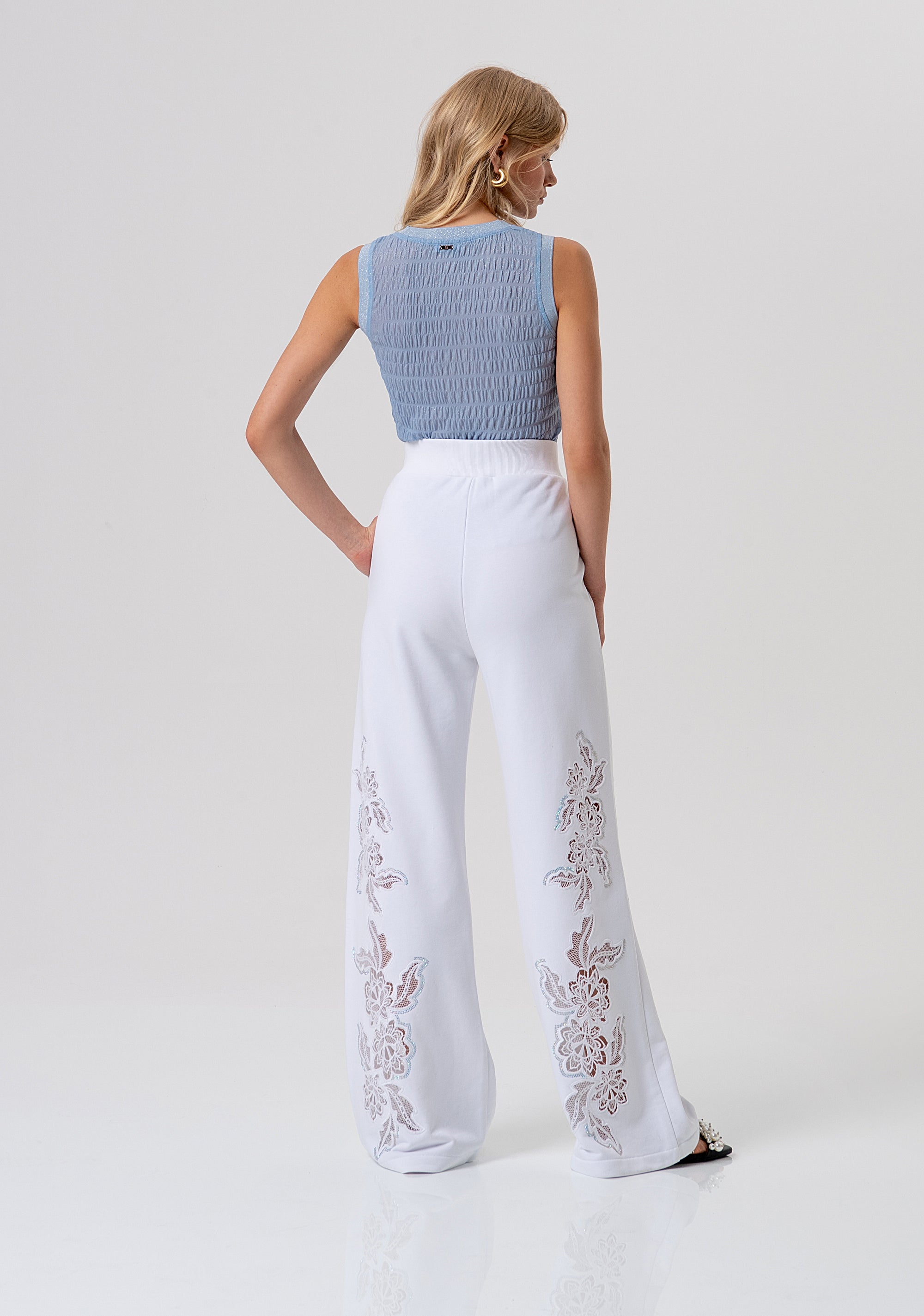 Flare pant made in fleece with embroideries Fracomina FR26SV3021F409E5-278-3