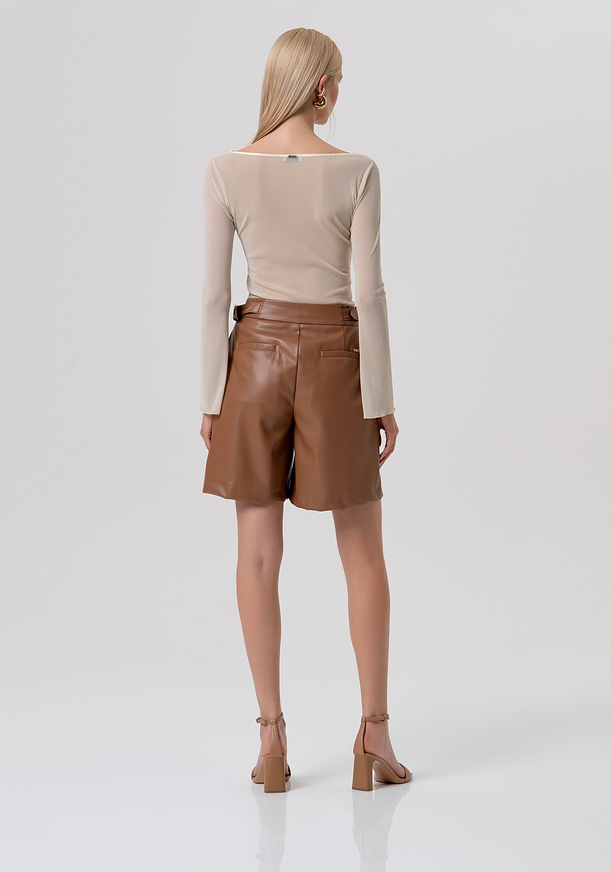 Short pant flare with buckles at the sides Fracomina FR26SV6011P41101-M07-3