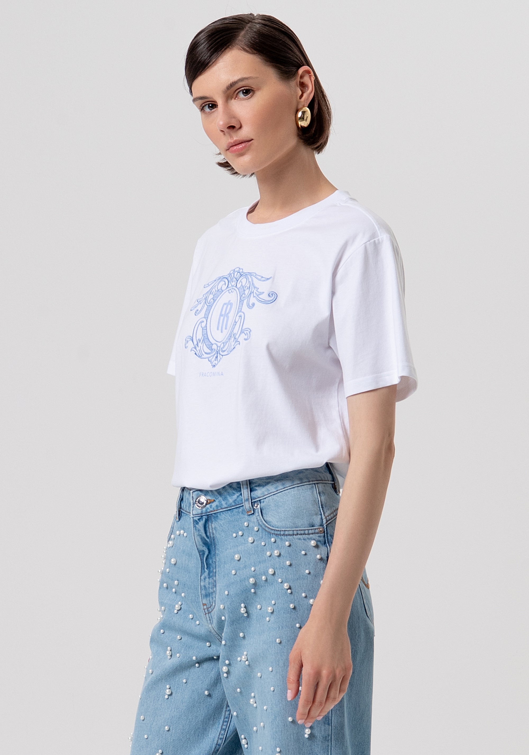 Jeans flare with push-up effect made in denim with light wash Fracomina FR26SV8050D47103-062-2