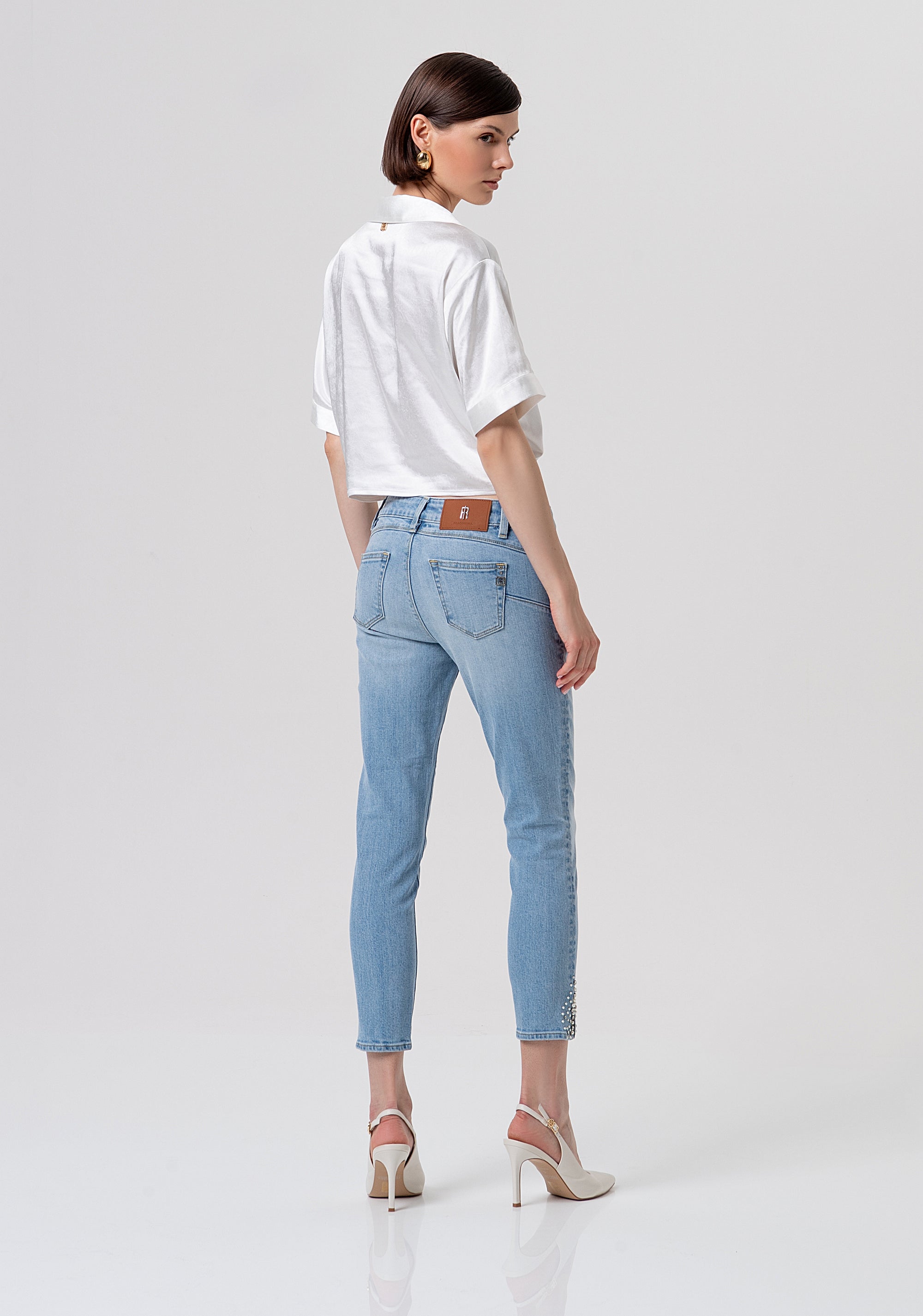 Jeans slim fit with push-up effect made in denim with light wash Fracomina FR26SV9002D40103-062-3