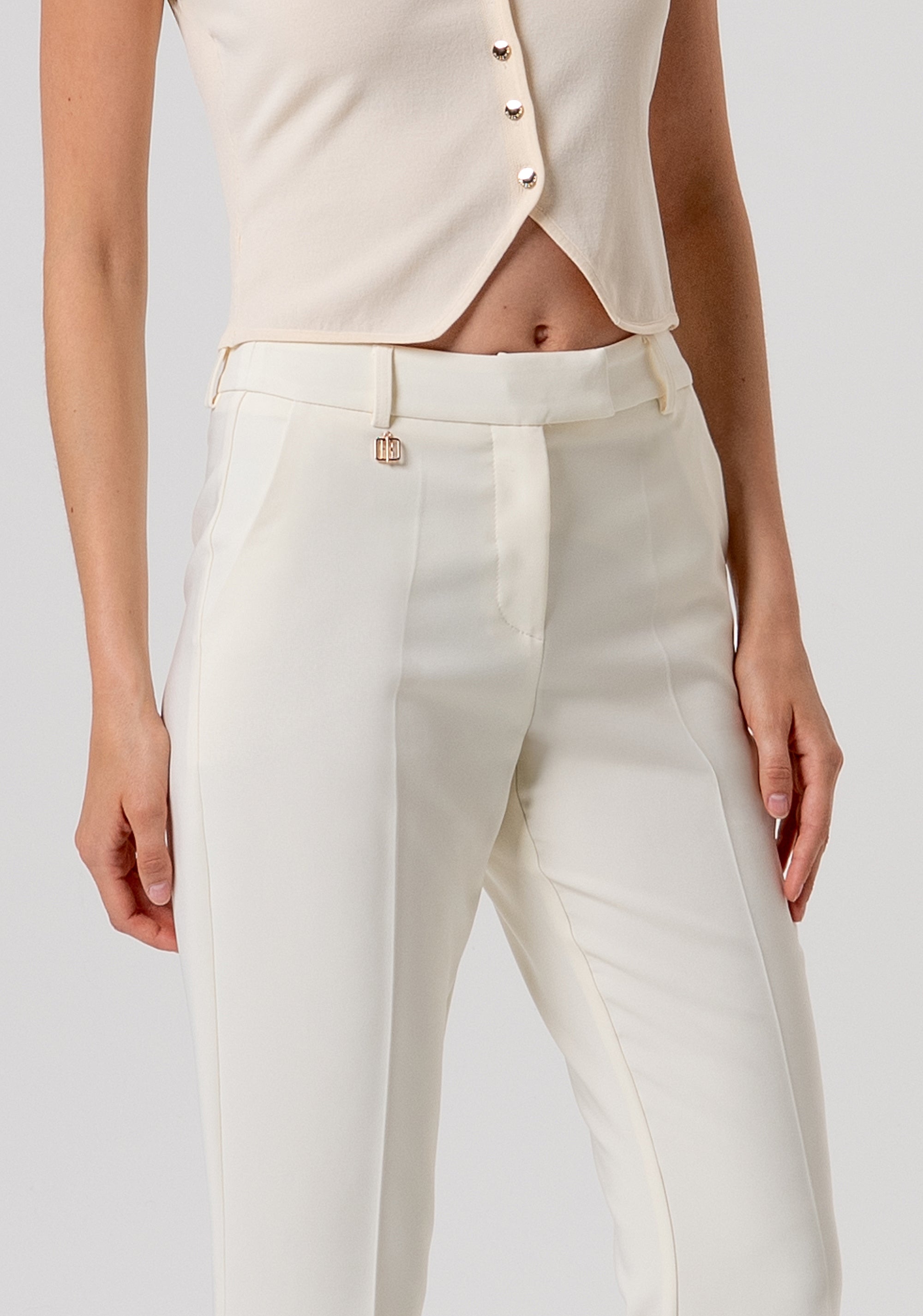 Tailored Flare Trousers with Metallic Logo Detail Fracomina FR26SVA004W42901-B59-2