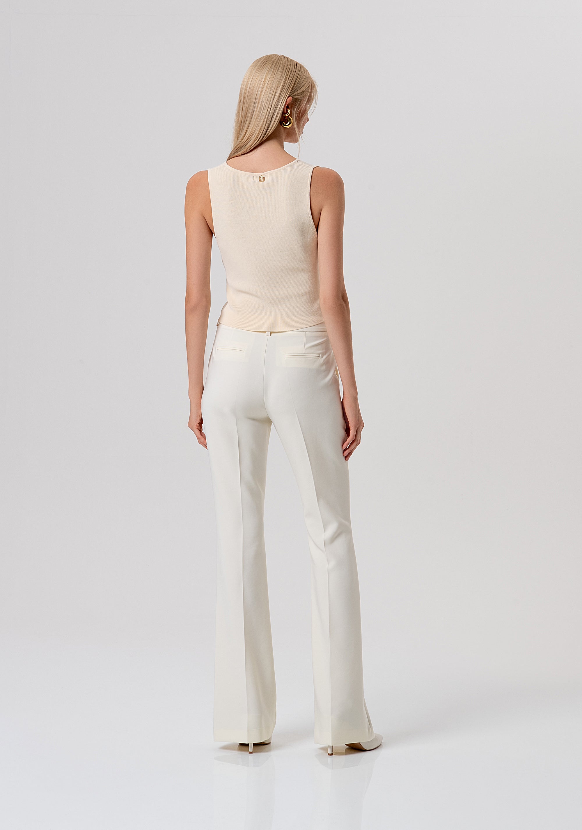 Tailored Flare Trousers with Metallic Logo Detail Fracomina FR26SVA004W42901-B59-3