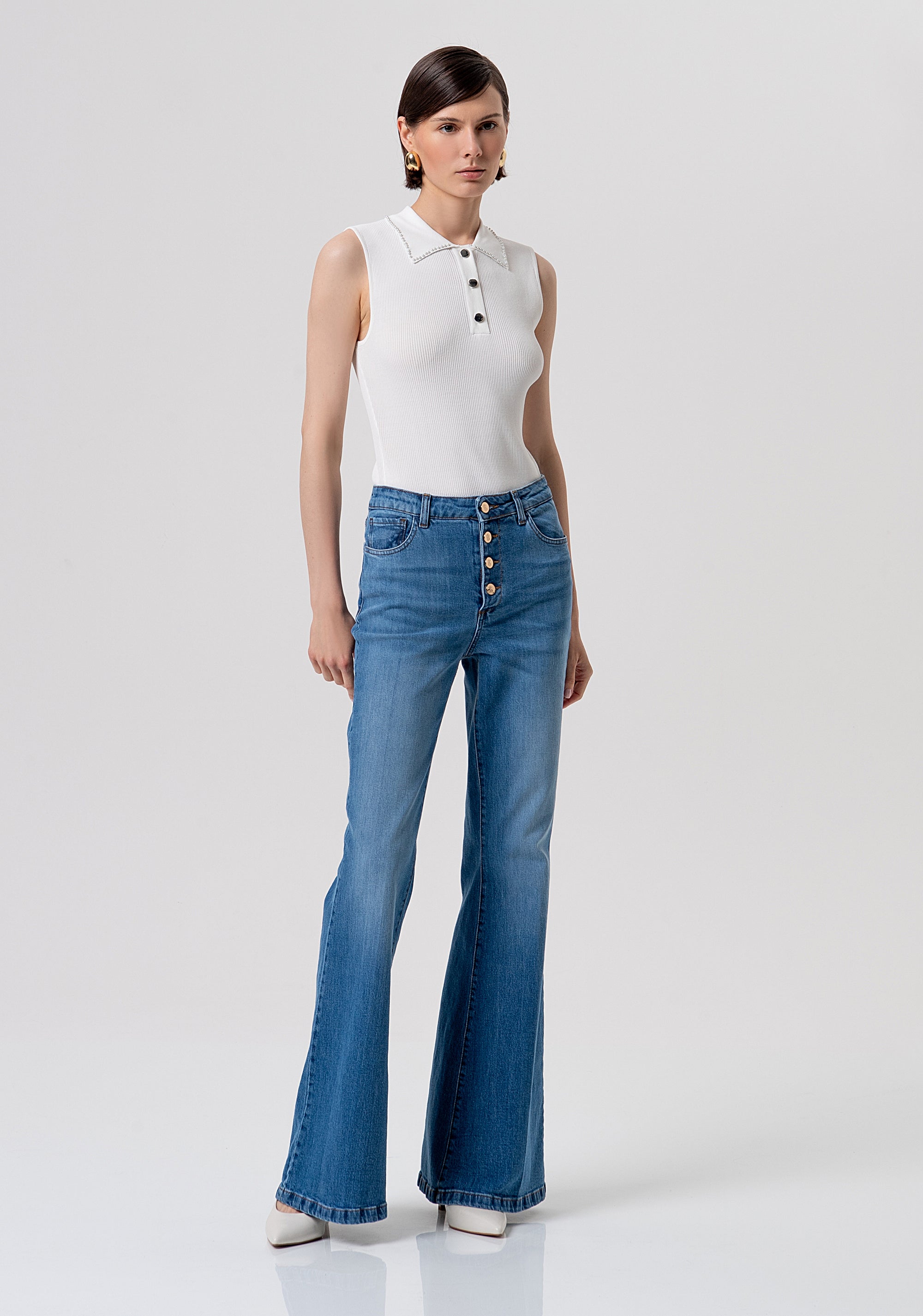 Jeans bootcut made in denim with middle wash FR26SVA013D40902