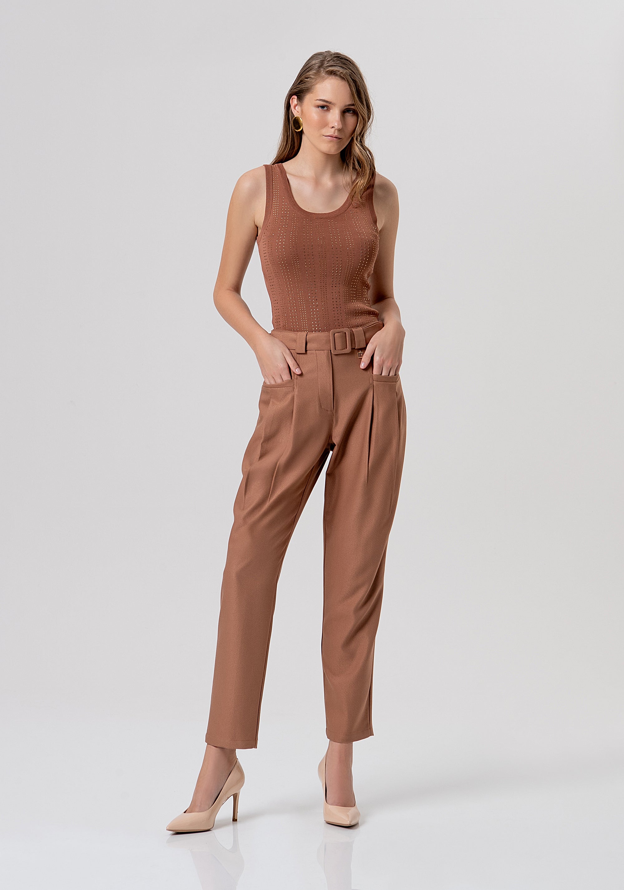 Carrot pant made in Milano stitch fabric Fracomina FR26SVD018W49101-M07