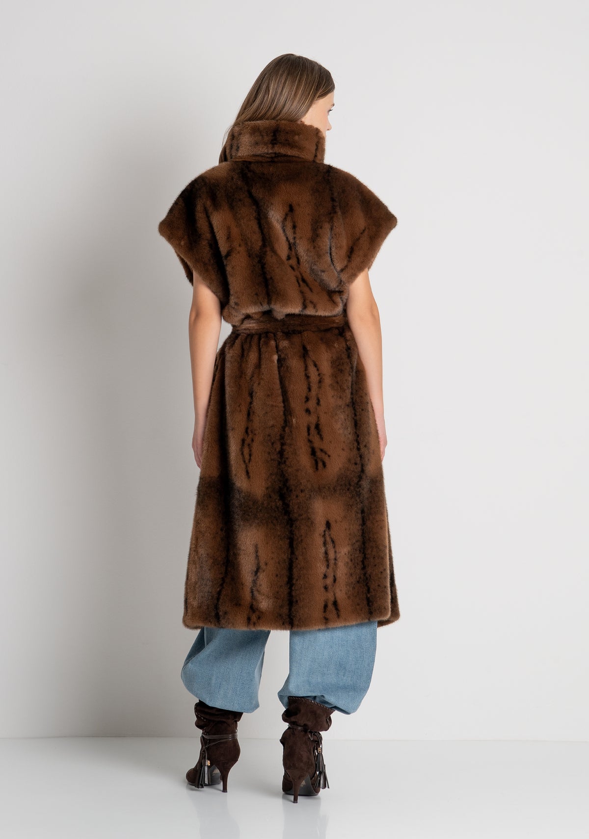 Long sleeveless jacket made in fake fur Fracomina FR26WC4009O44501-M57-4