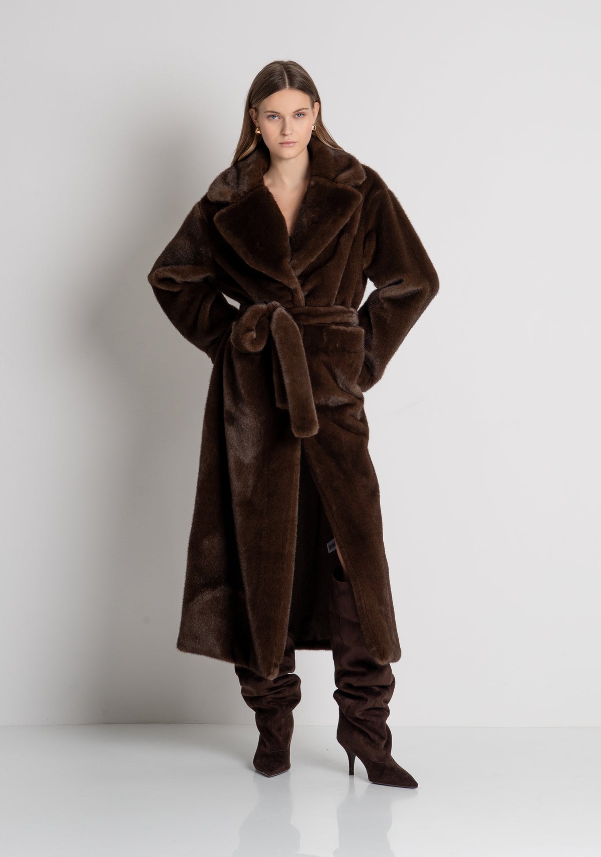 Long jacket regular fit made in fake fur Fracomina FR26WC4012O44501-091-3