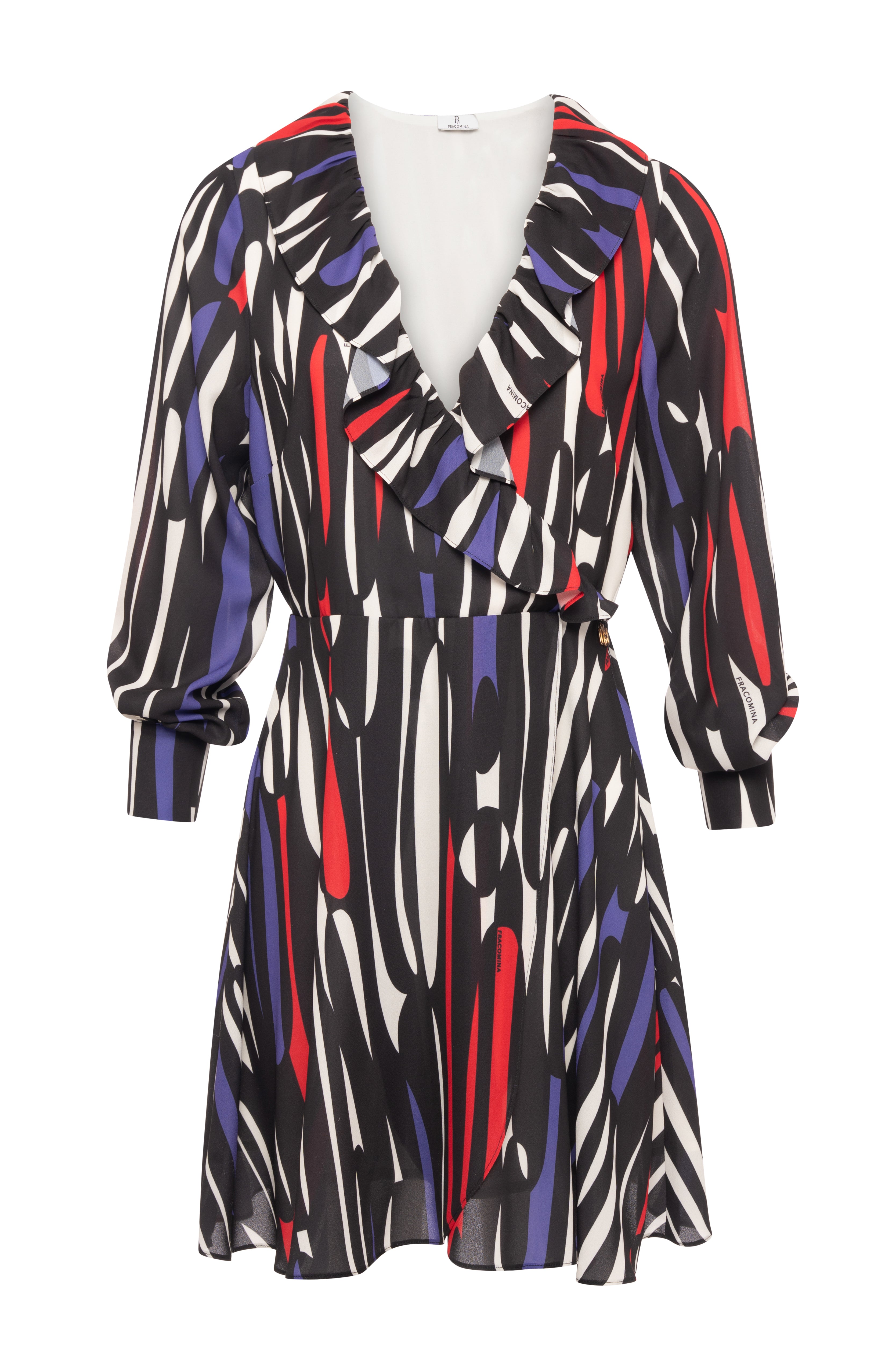 Mini dress with long sleeves with geometric pattern Fracomina FR26WD1008W412J4-K37-1
