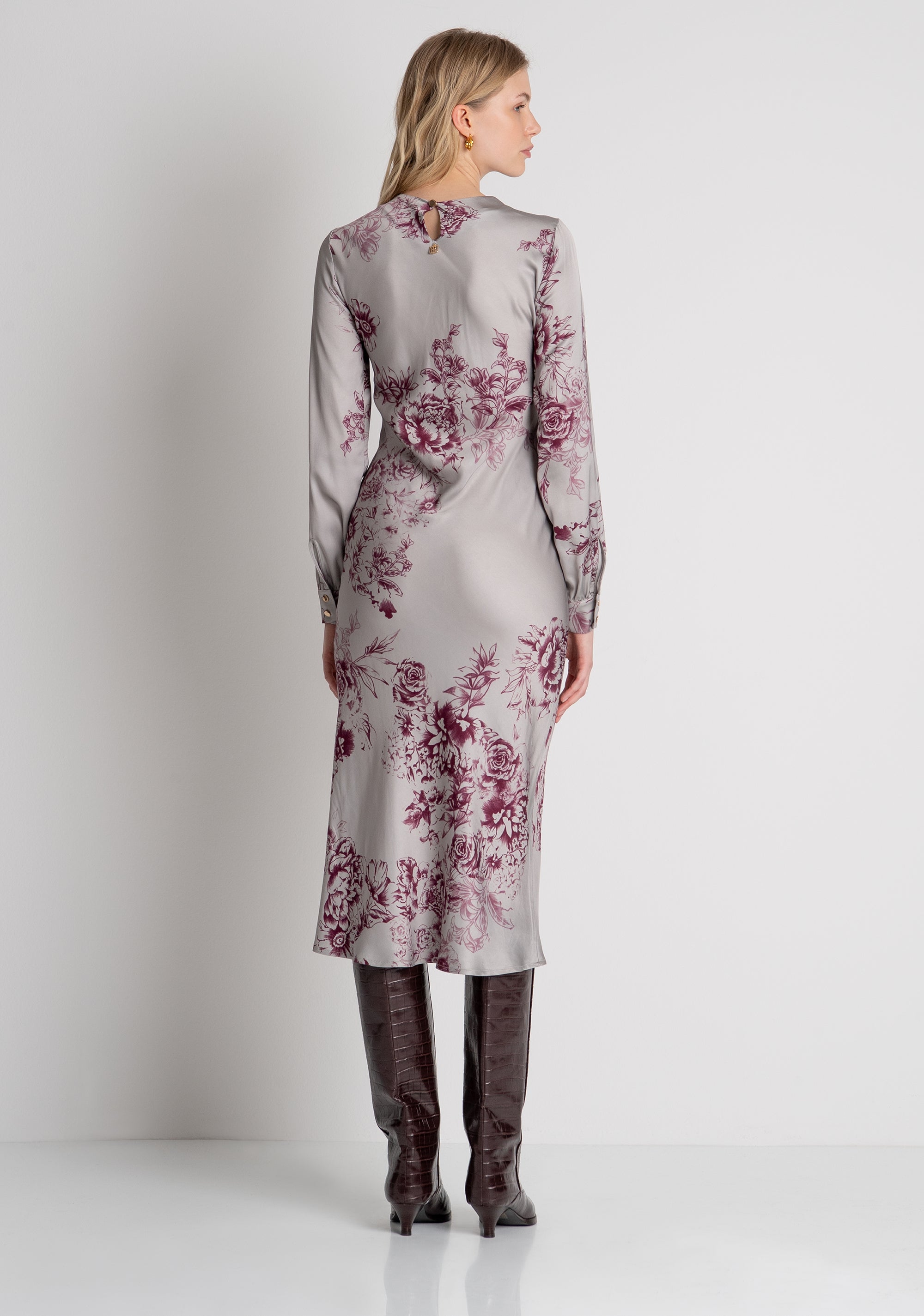 Long mermaid dress regular fit with flowery pattern Fracomina FR26WD3006W583K2-179-4