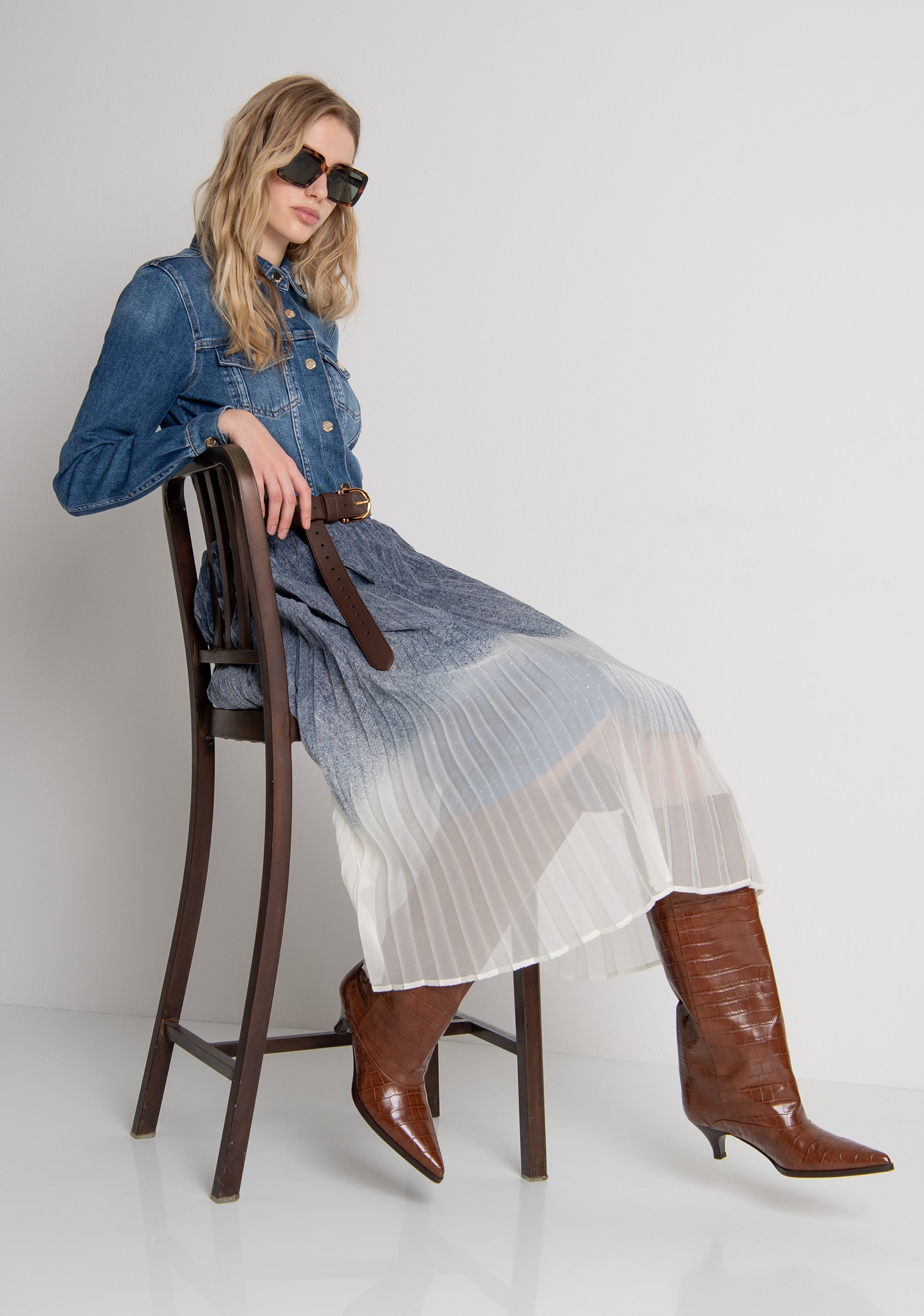 Pleated skirt flare middle length Fracomina FR26WG2010W775Q1-M64