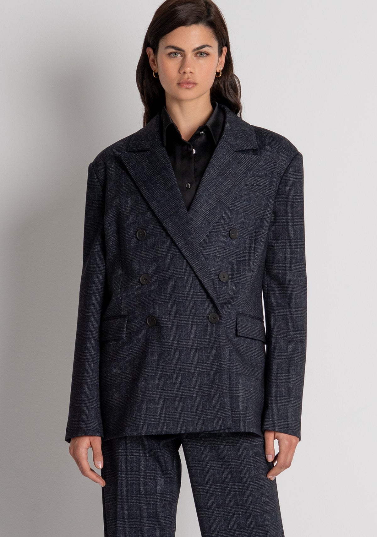 Blazer jacket regular fit double breasted made in Prince of Wales fabric Fracomina FR26WJ3010W575O2-2