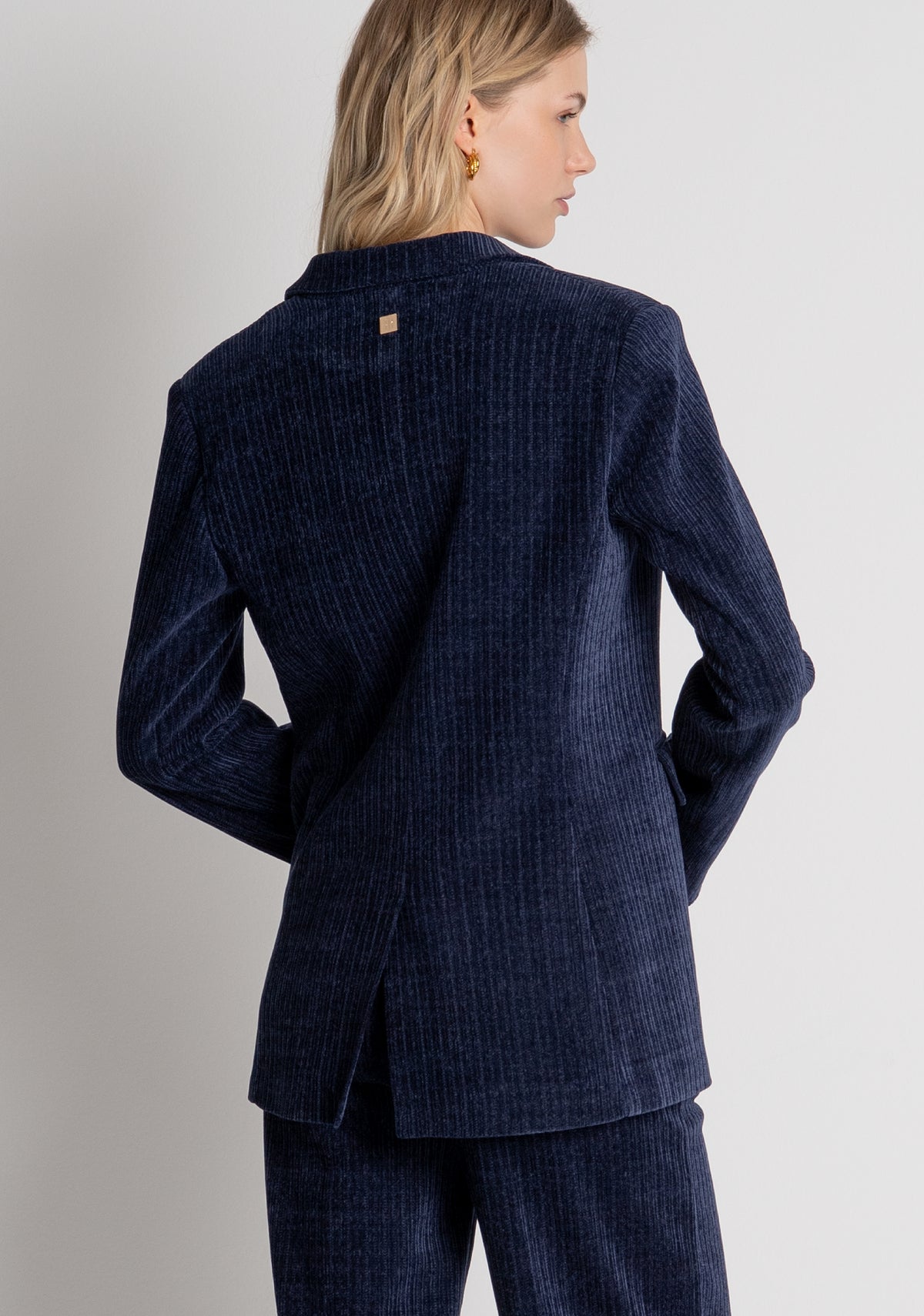 Long blazer jacket regular fit single breasted made in velvet Fracomina FR26WJ3017W59601-117-3