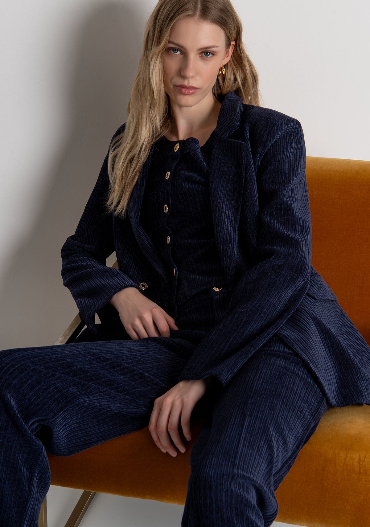 Long blazer jacket regular fit single breasted made in velvet Fracomina FR26WJ3017W59601-117