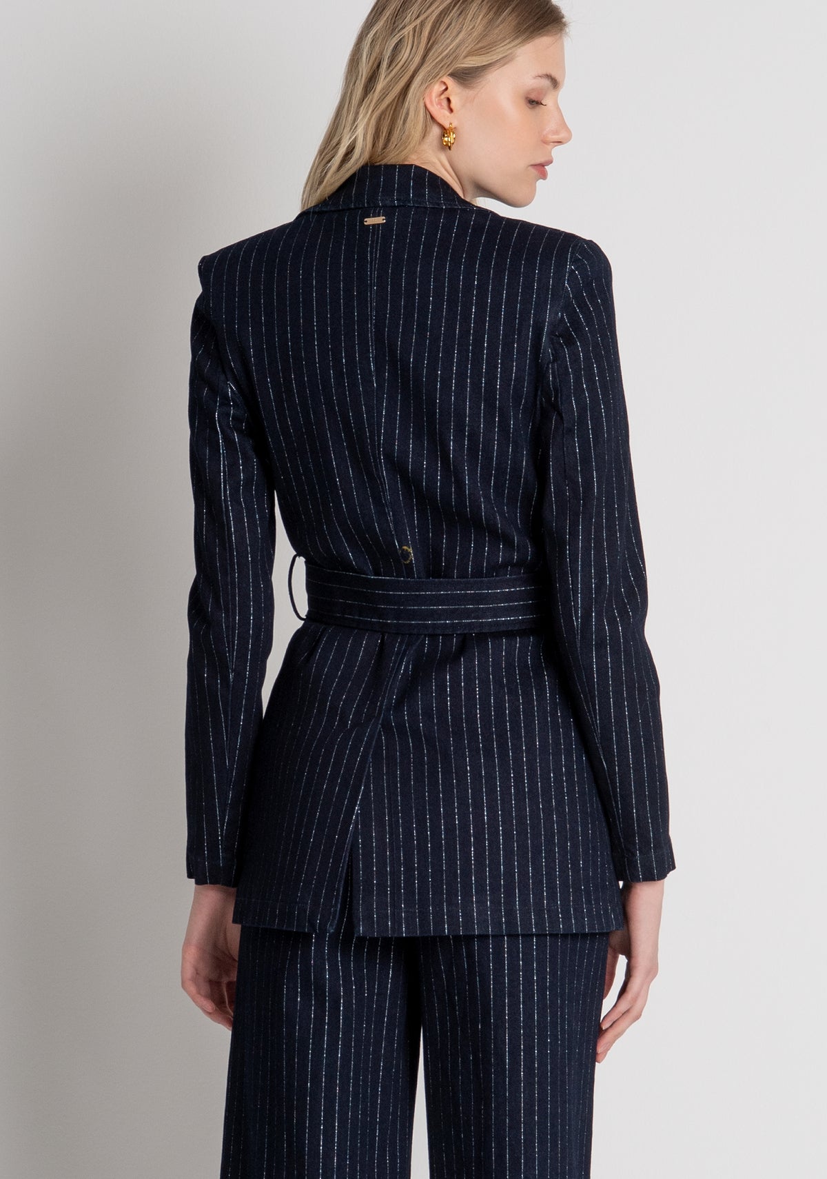 Blazer jacket regular fit made in pinstriped denim Fracomina FR26WJ4013D407D4-117-3