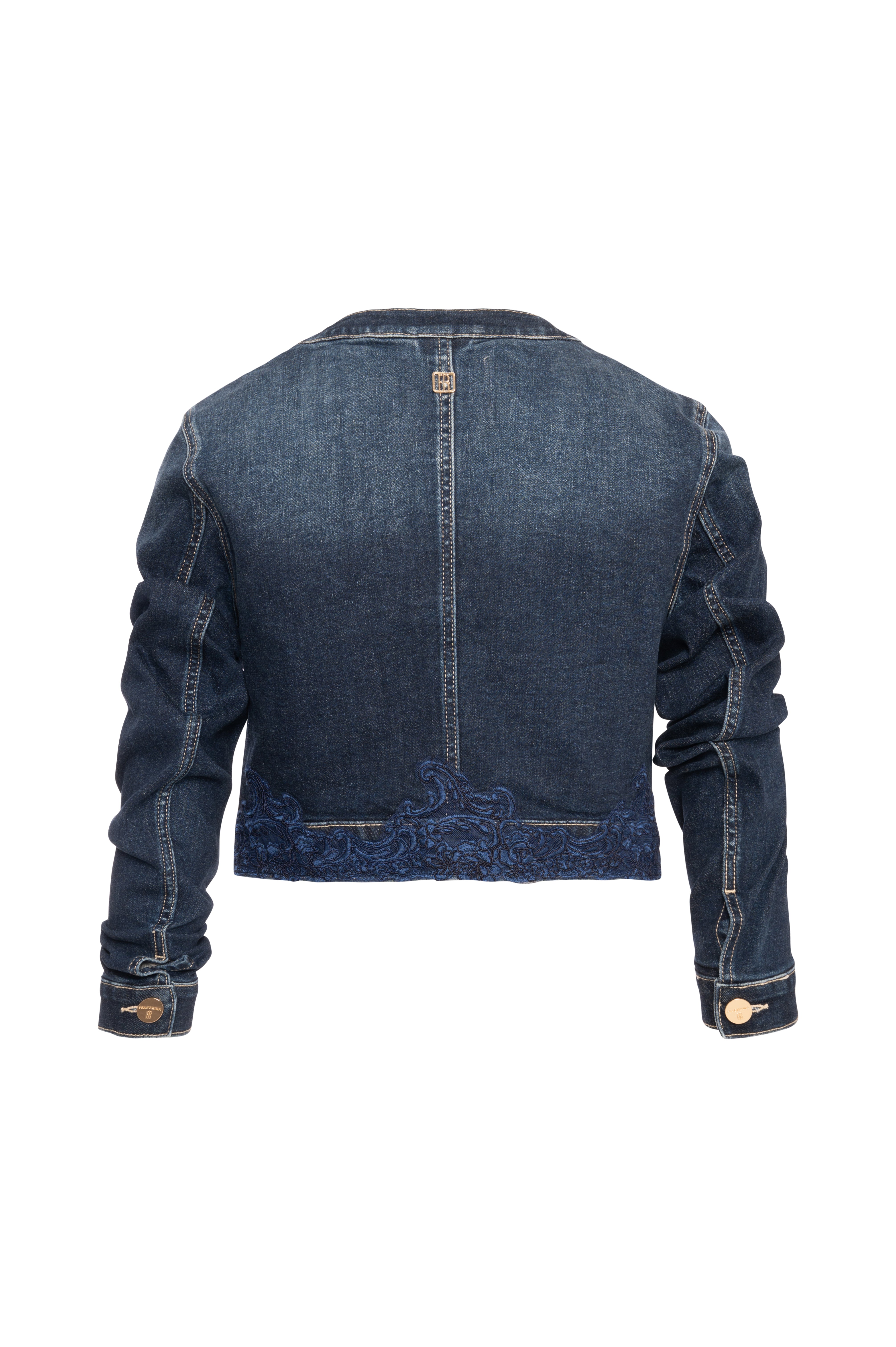 Jacket cropped made in denim with middle wash Fracomina FR26WJ4014D460G1-K60-2