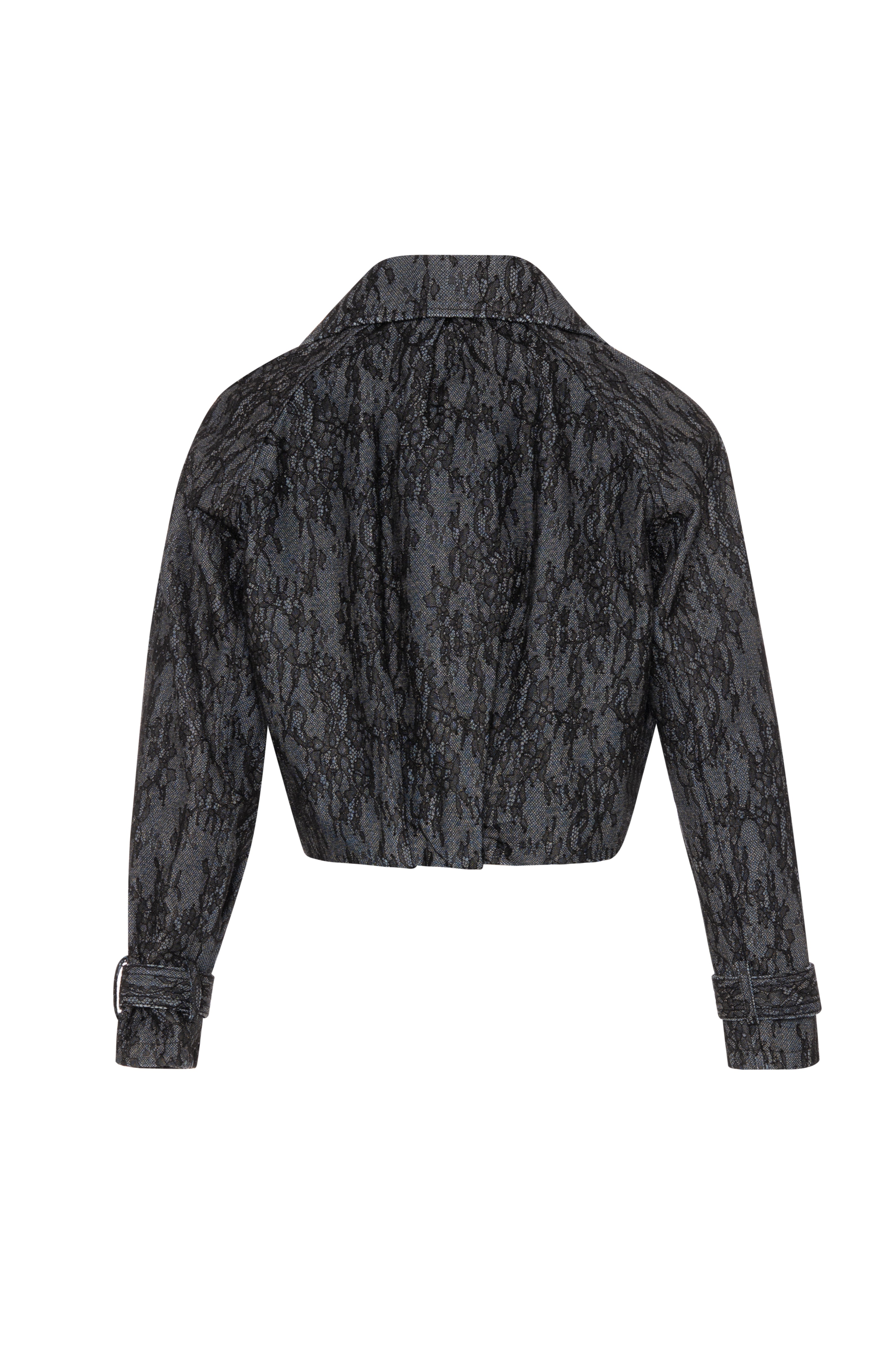 Jacket cropped made in denim and lace with raw wash Fracomina FR26WJ4015D419G1-K71-2