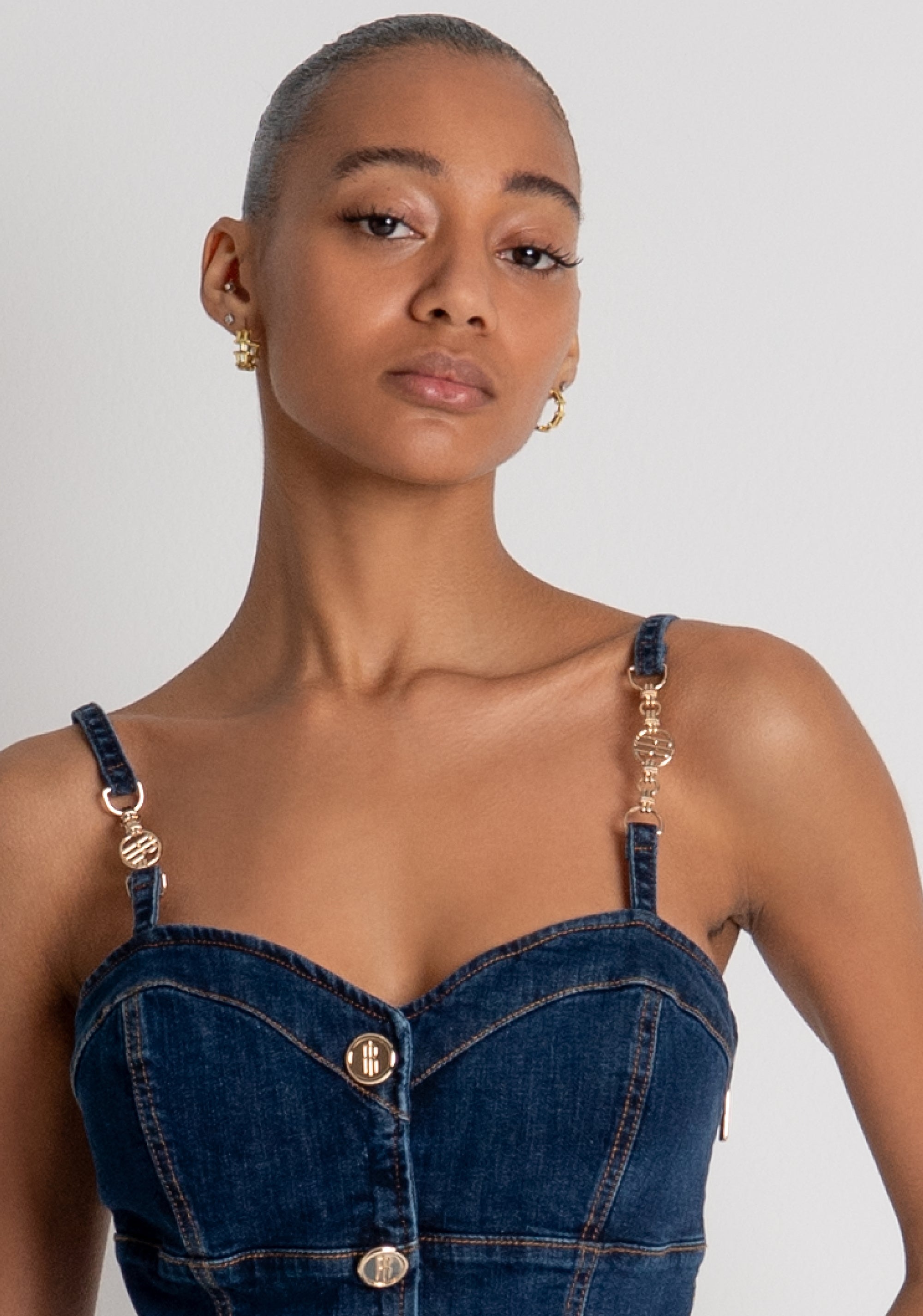 Bustier slim fit made in denim with middle wash Fracomina FR26WJ5014D47602-987-2