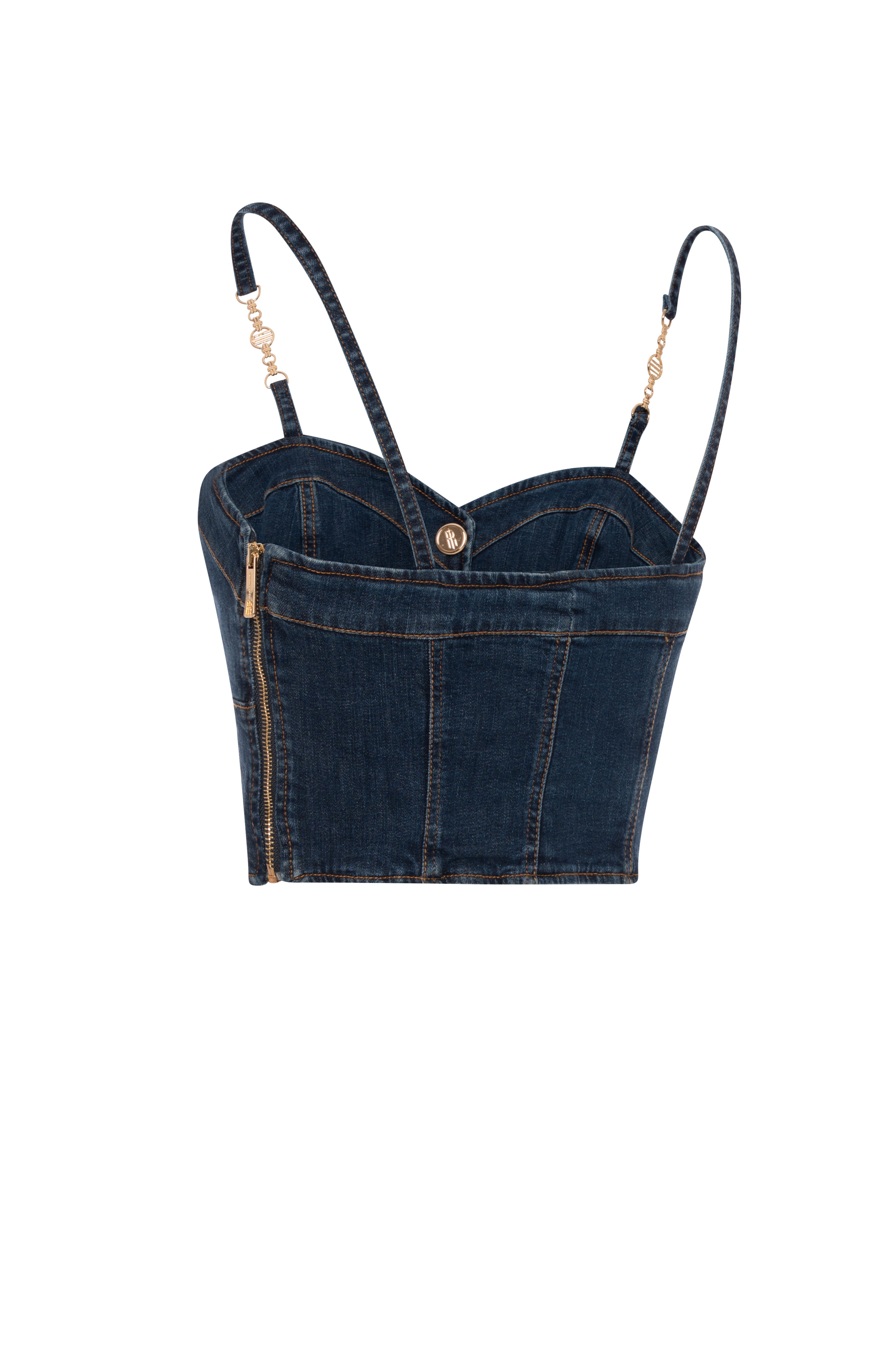 Bustier slim fit made in denim with middle wash Fracomina FR26WJ5014D47602-KG1-2