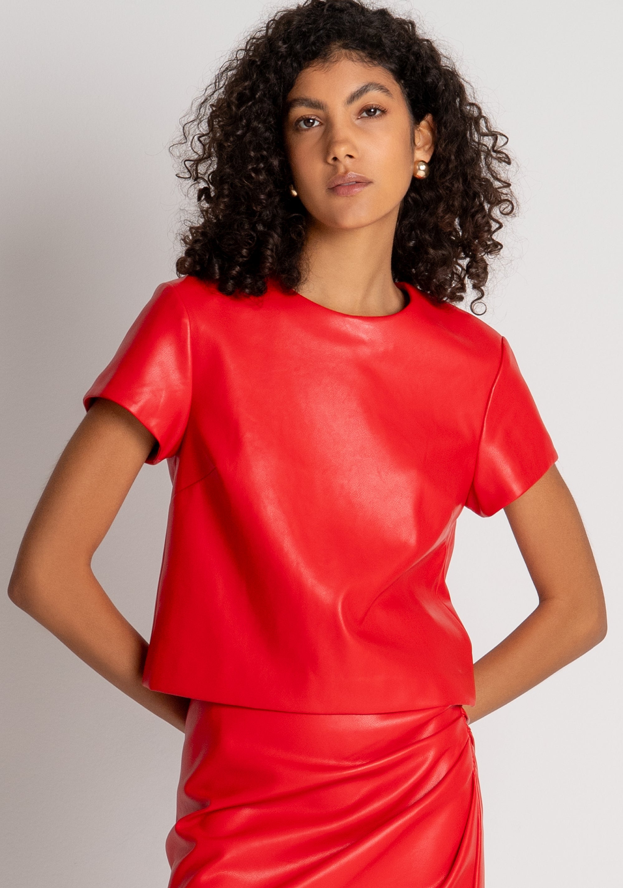 Top cropped made in fake leather Fracomina FR26WT1001P41101-2
