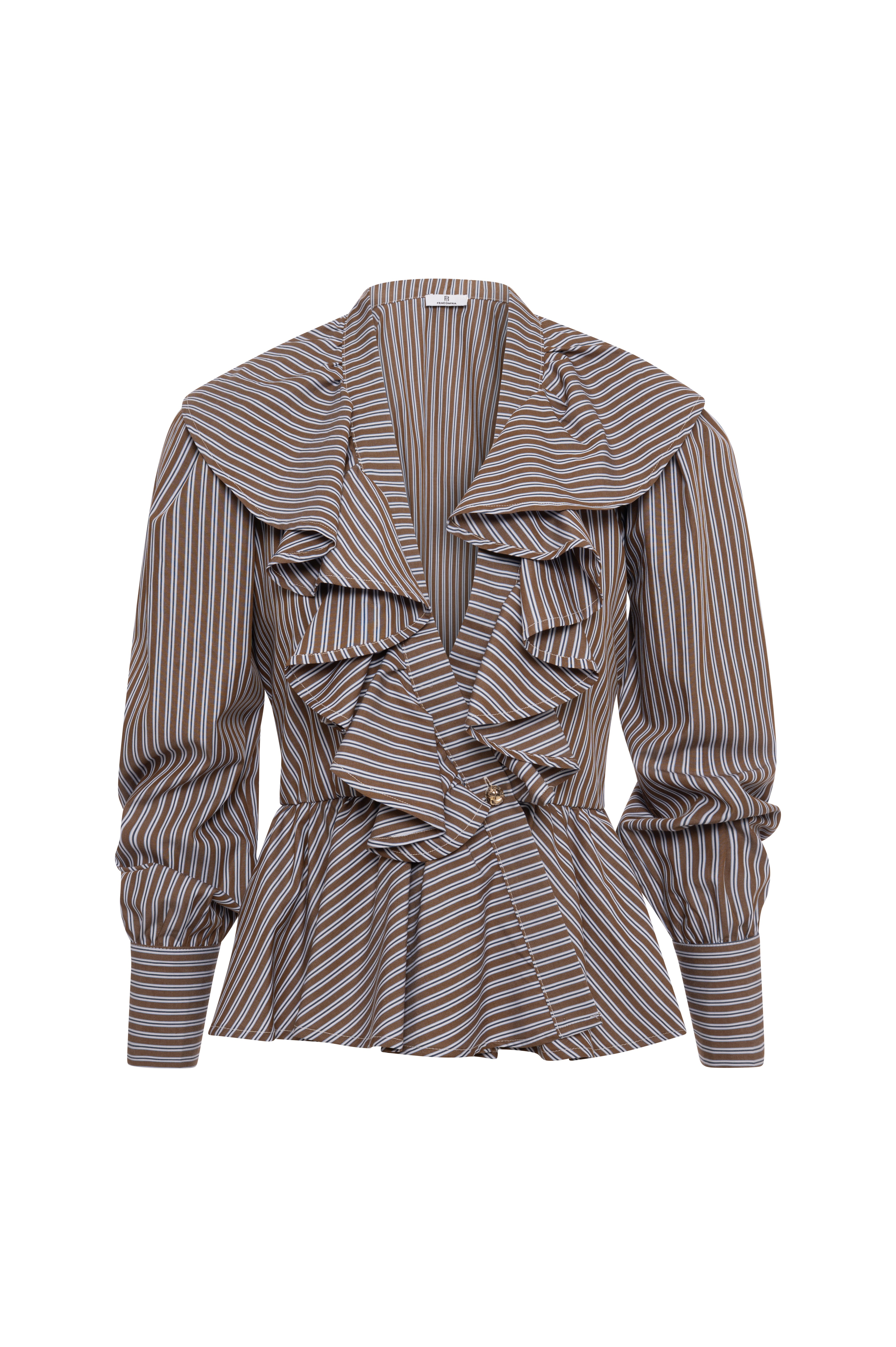 Blouse regular fit with stripes and frills Fracomina FR26WT6031W400N8-KH1-1