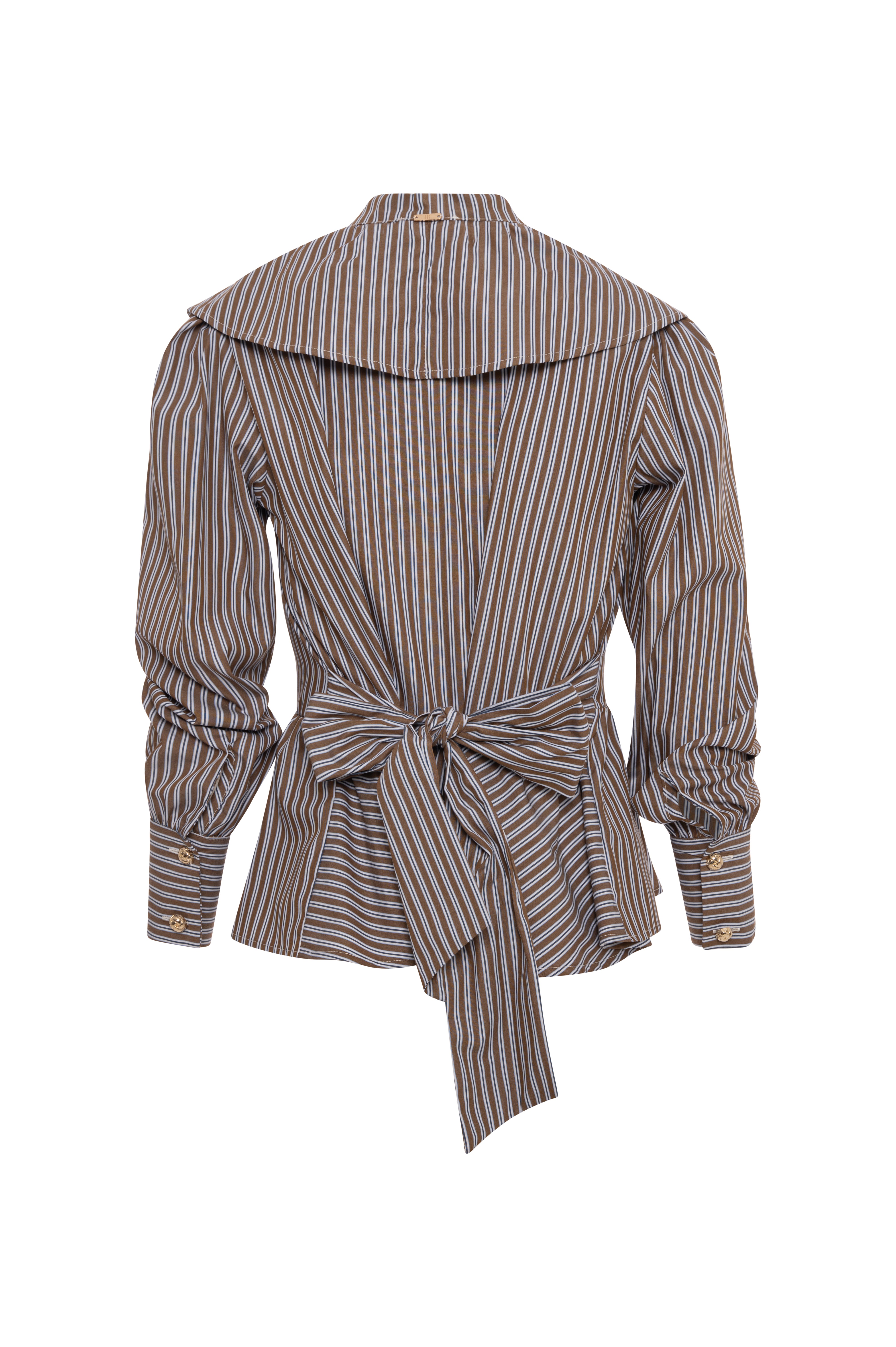 Blouse regular fit with stripes and frills Fracomina FR26WT6031W400N8-KH1-2