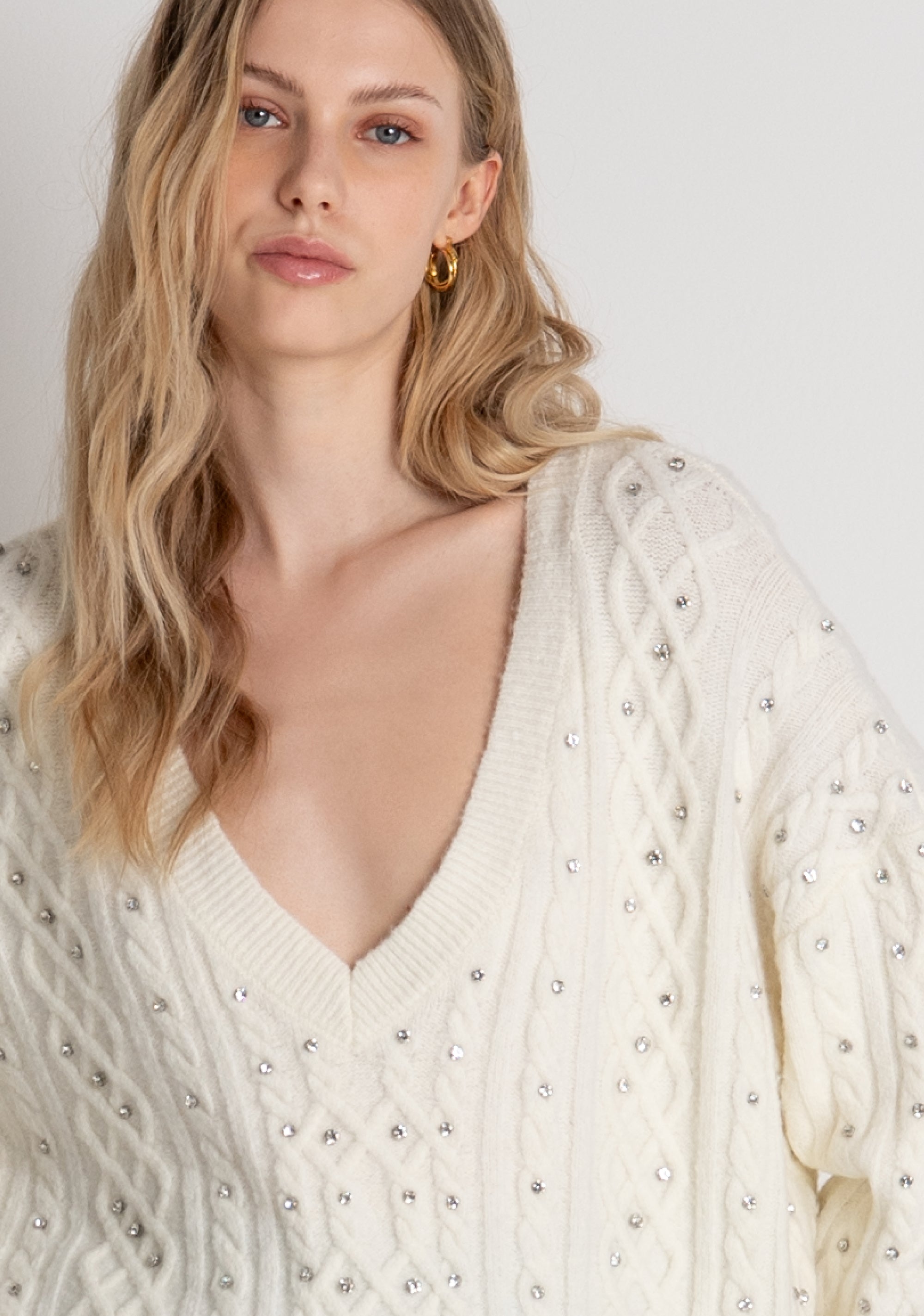 Knitwear over fit with cable stitch Fracomina FR26WT7039K457R9-108-3