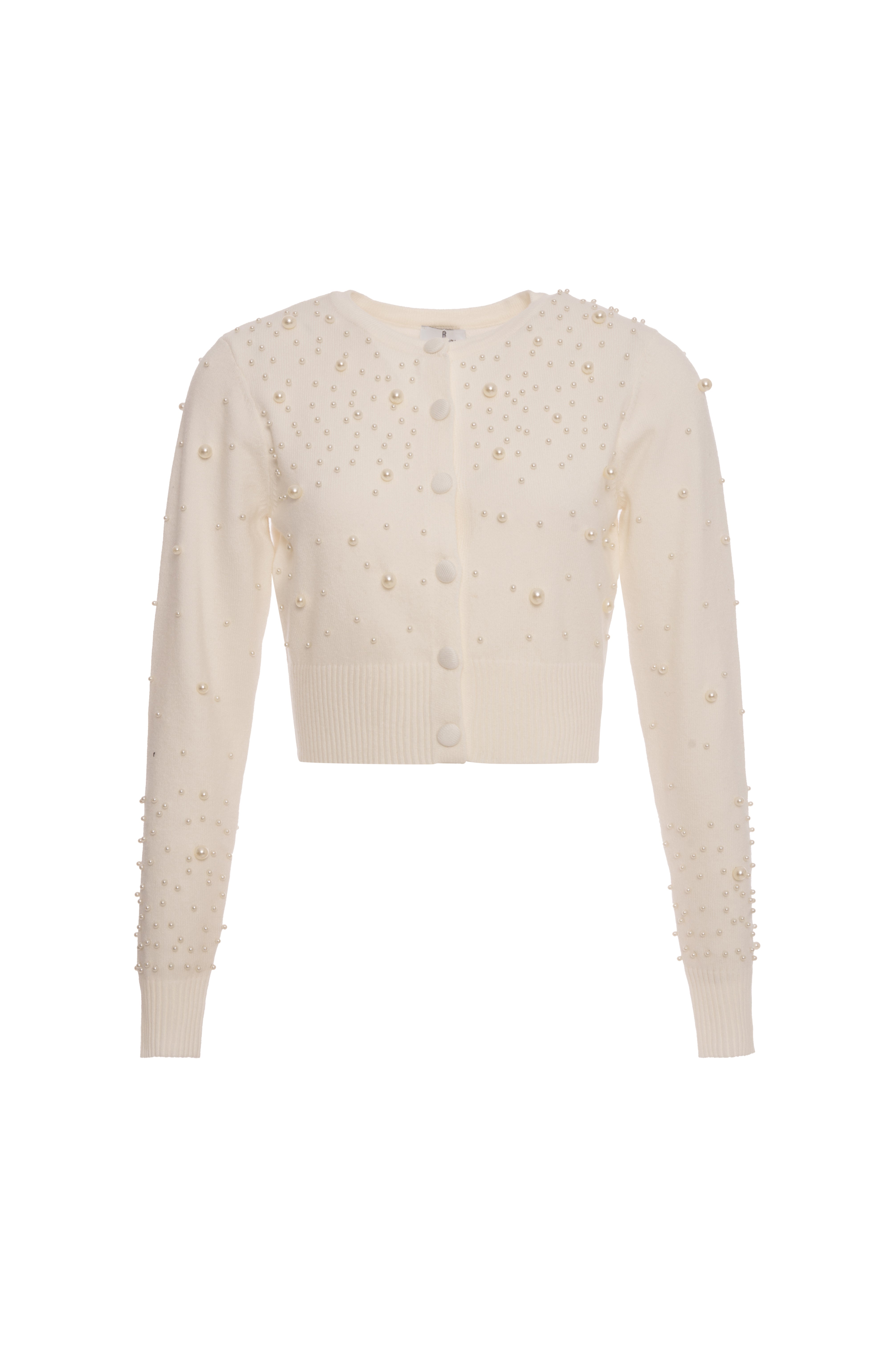 Knitted cardigan cropped with pearls applied Fracomina FR26WT8009K506R9-K17-1