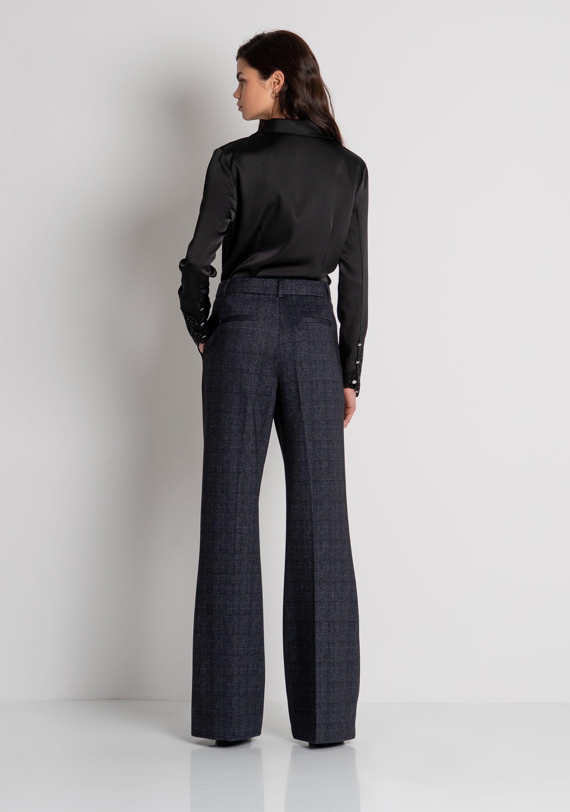 Pant straight line made in Prince of Wales fabric Fracomina FR26WV2004W575O2-3