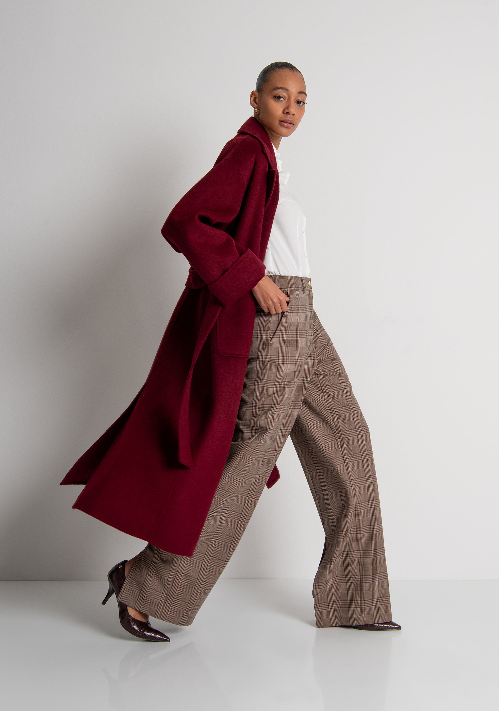 Pant straight line made in Prince of Wales fabric Fracomina FR26WV2005W57595-210