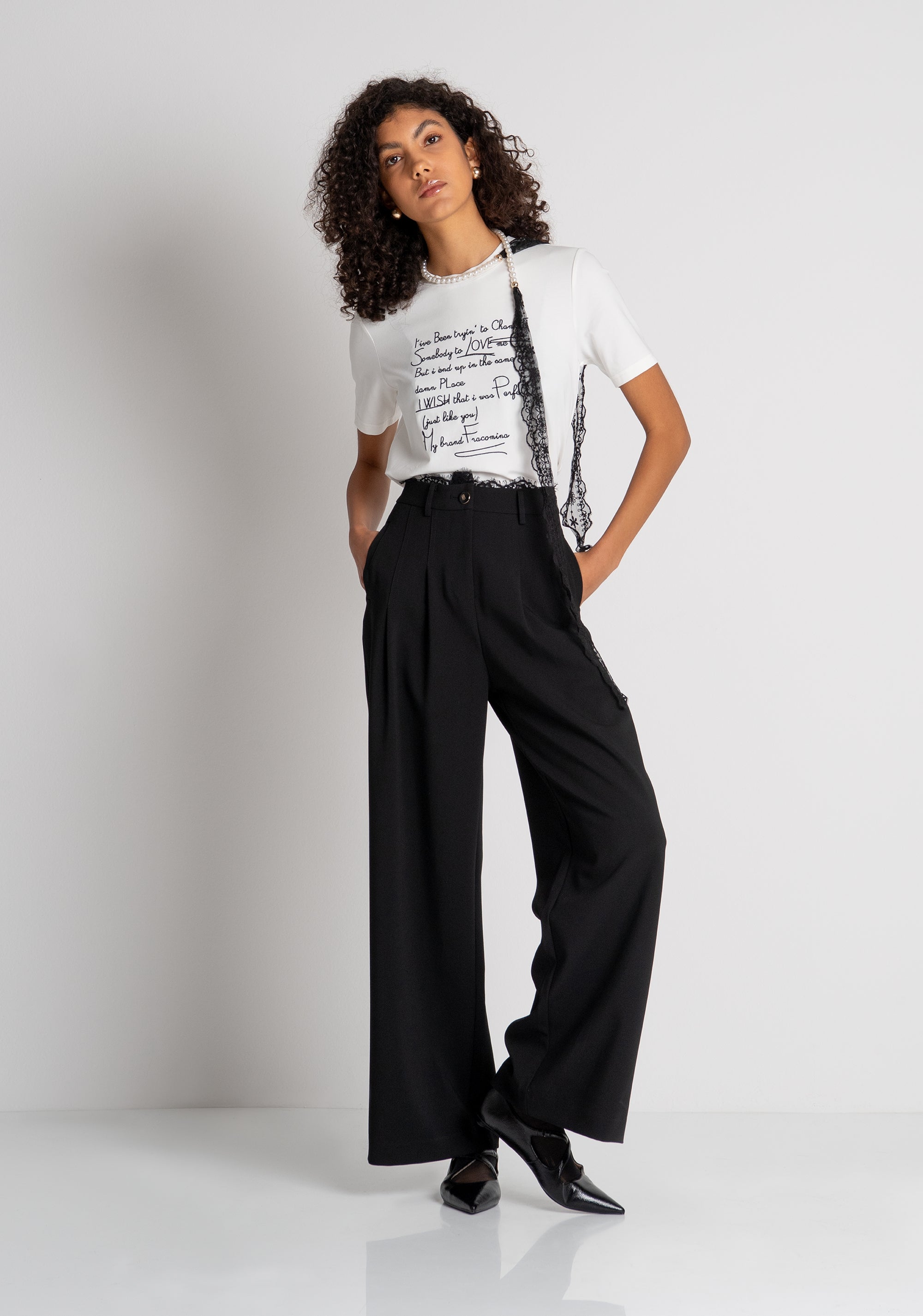 Carrot pant with lace details Fracomina FR26WV3005W84901-053