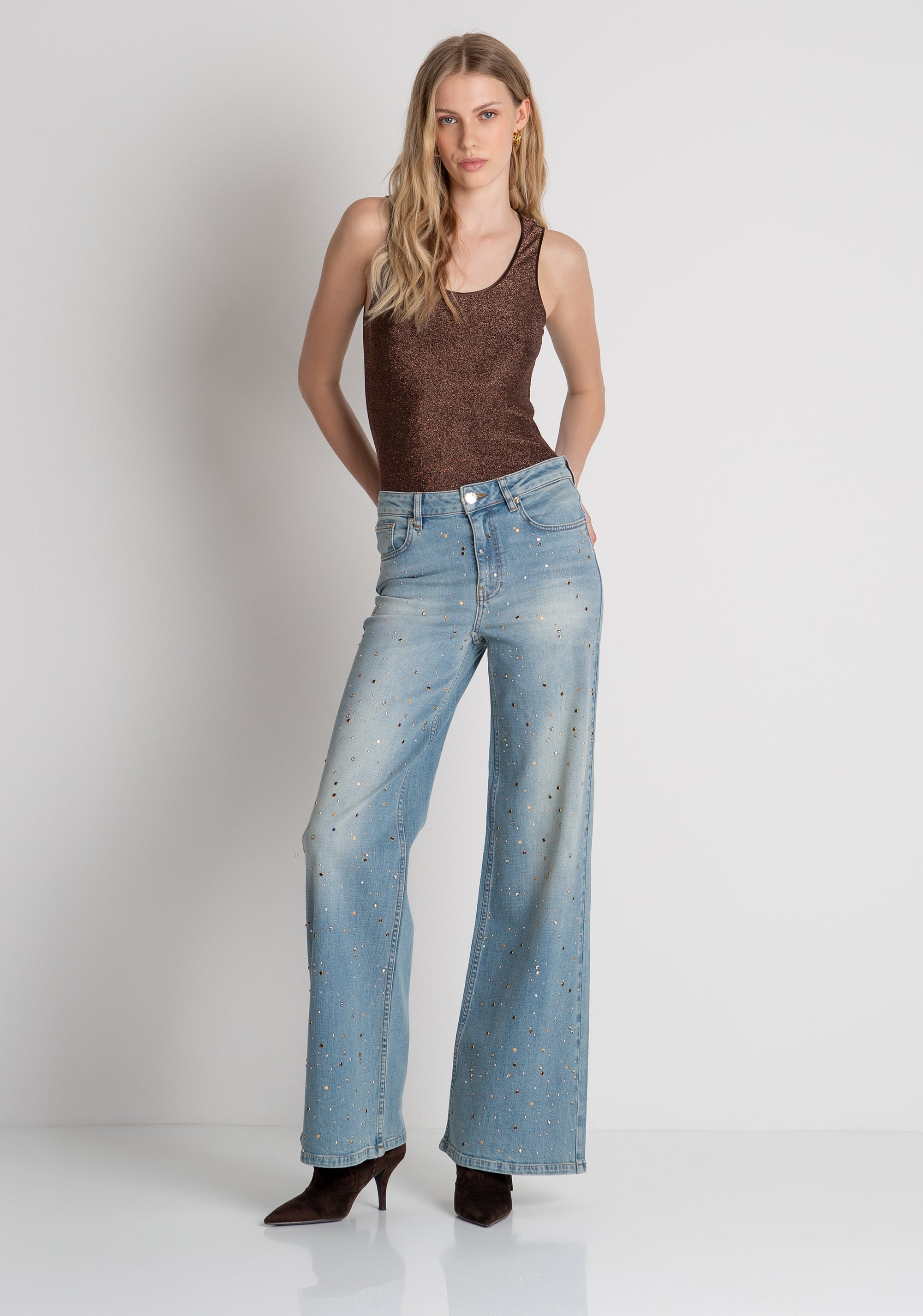 Jeans flare made in denim with light wash Fracomina FR26WV3015D450R9-M59-2