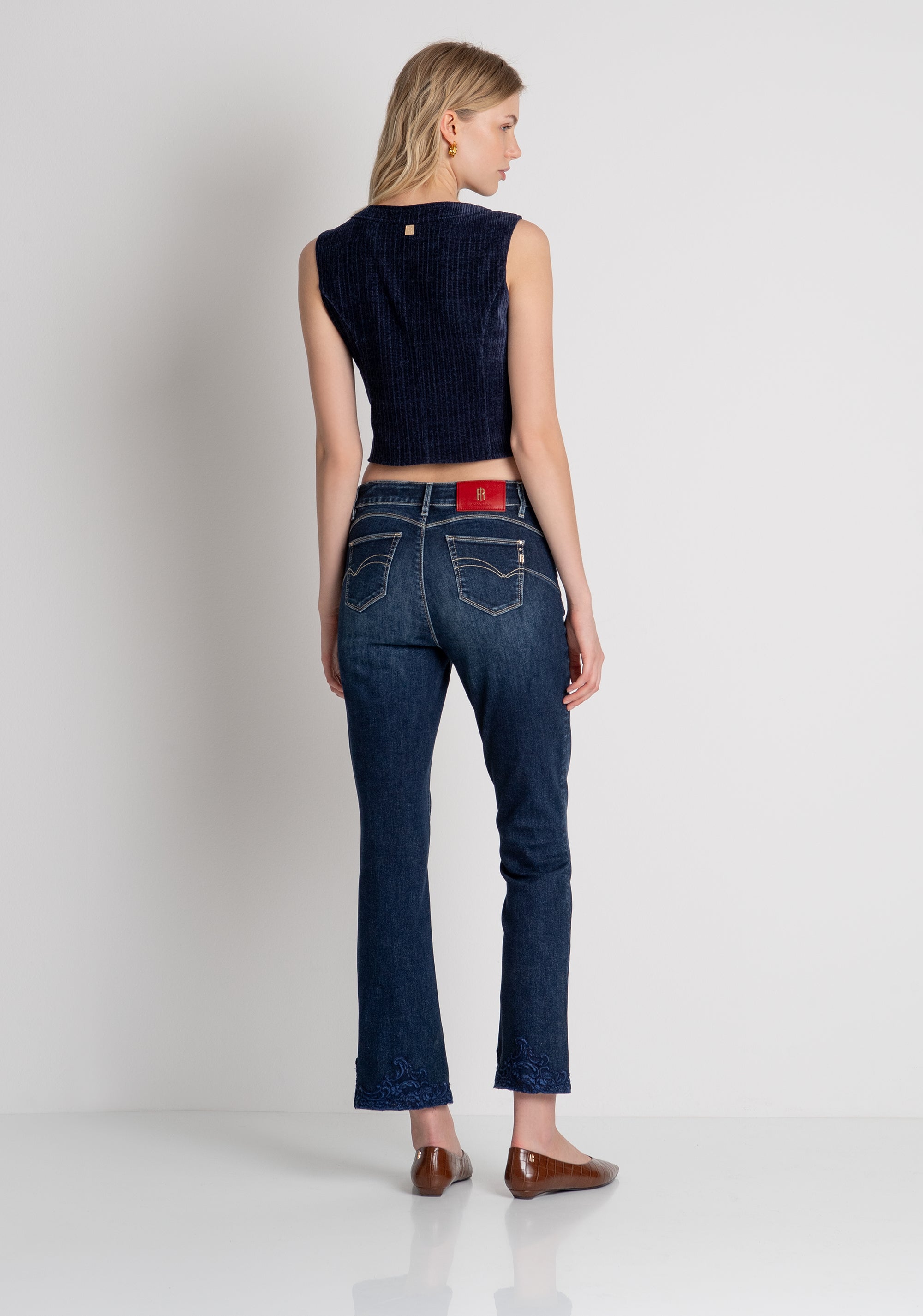 Jeans cropped made in denim with push-up effect and middle wash Fracomina FR26WV8030D460G1-117-4