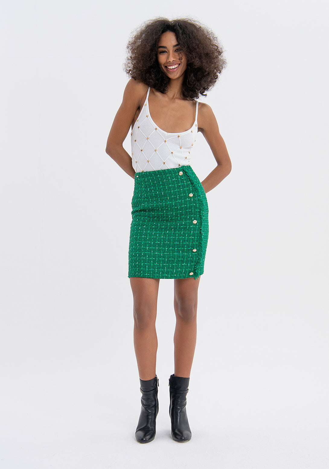Mini sheath skirt slim fit made in tweed Fracomina FS23WG1002W65901-152-1