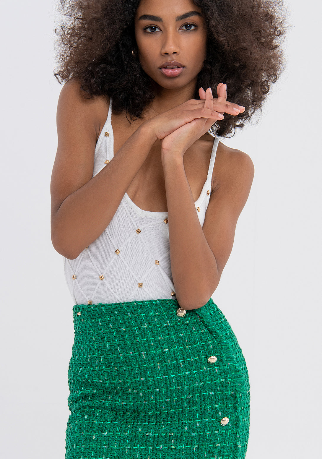 Mini sheath skirt slim fit made in tweed Fracomina FS23WG1002W65901-152-2