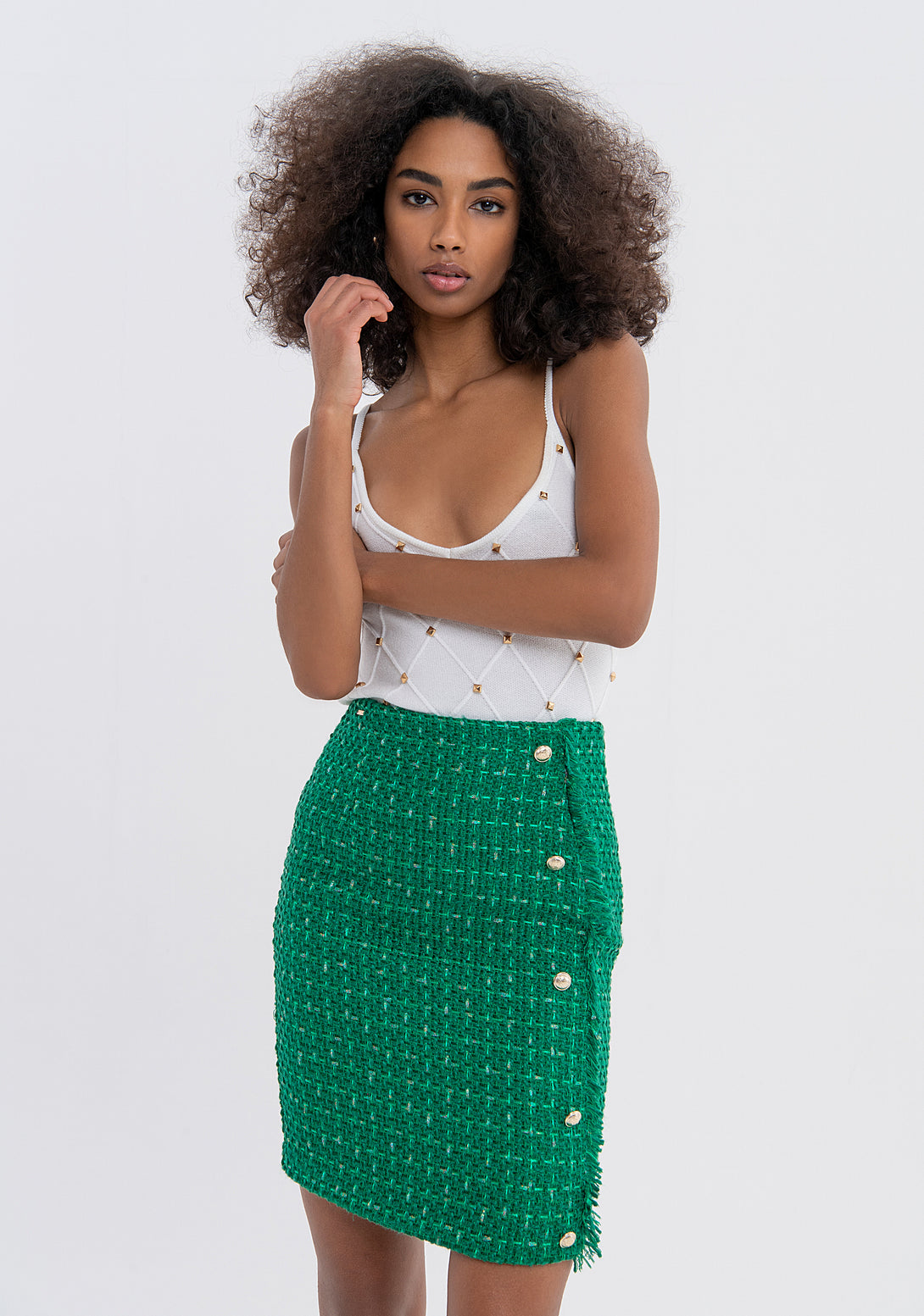 Mini sheath skirt slim fit made in tweed Fracomina FS23WG1002W65901-152-3