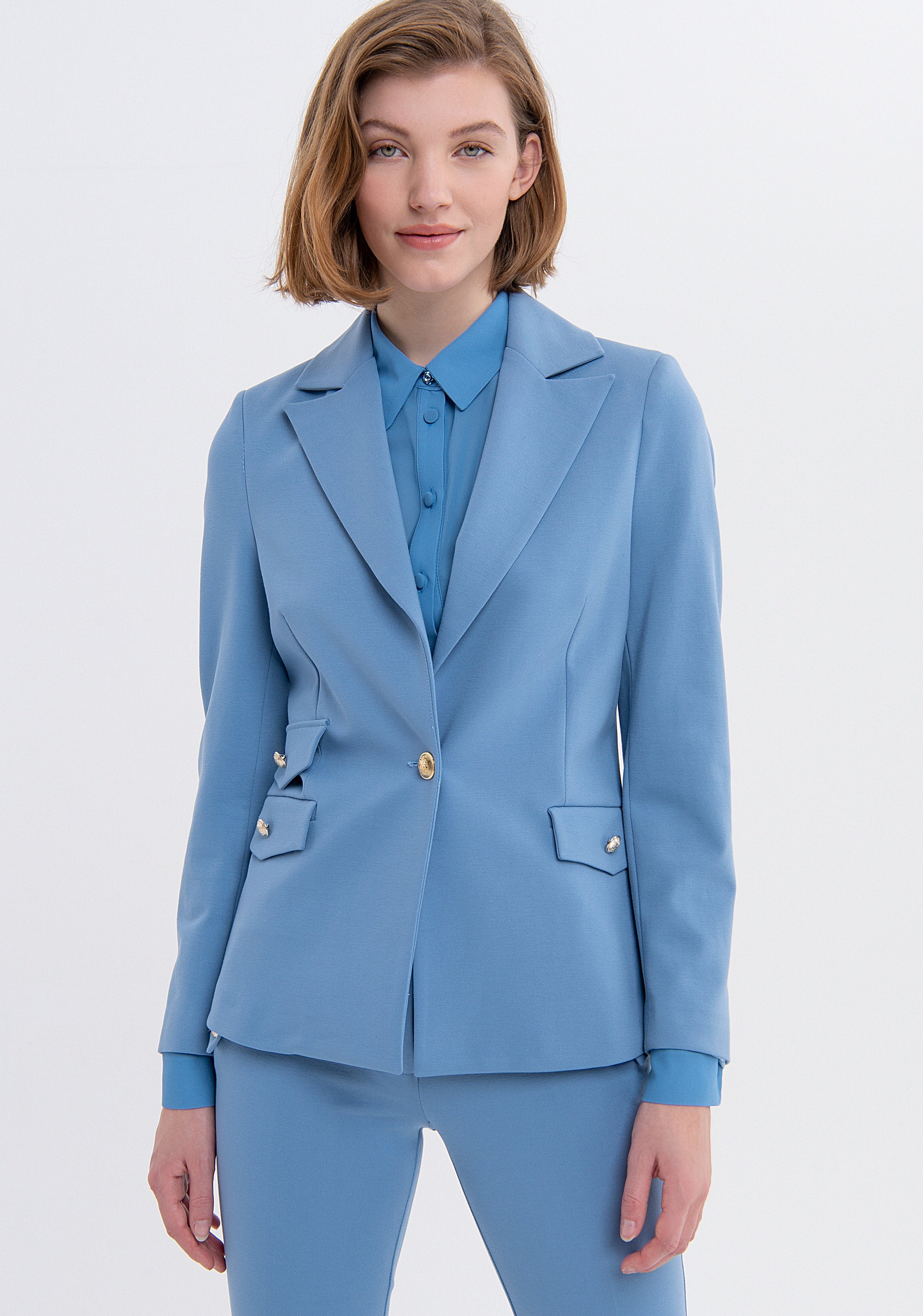 Blazer jacket regular fit single breasted made in technical fabric Fracomina FS23WJ2006W66001-252-1_94b564ef-8617-4be2-b5d7-7a2ab5cba0c8