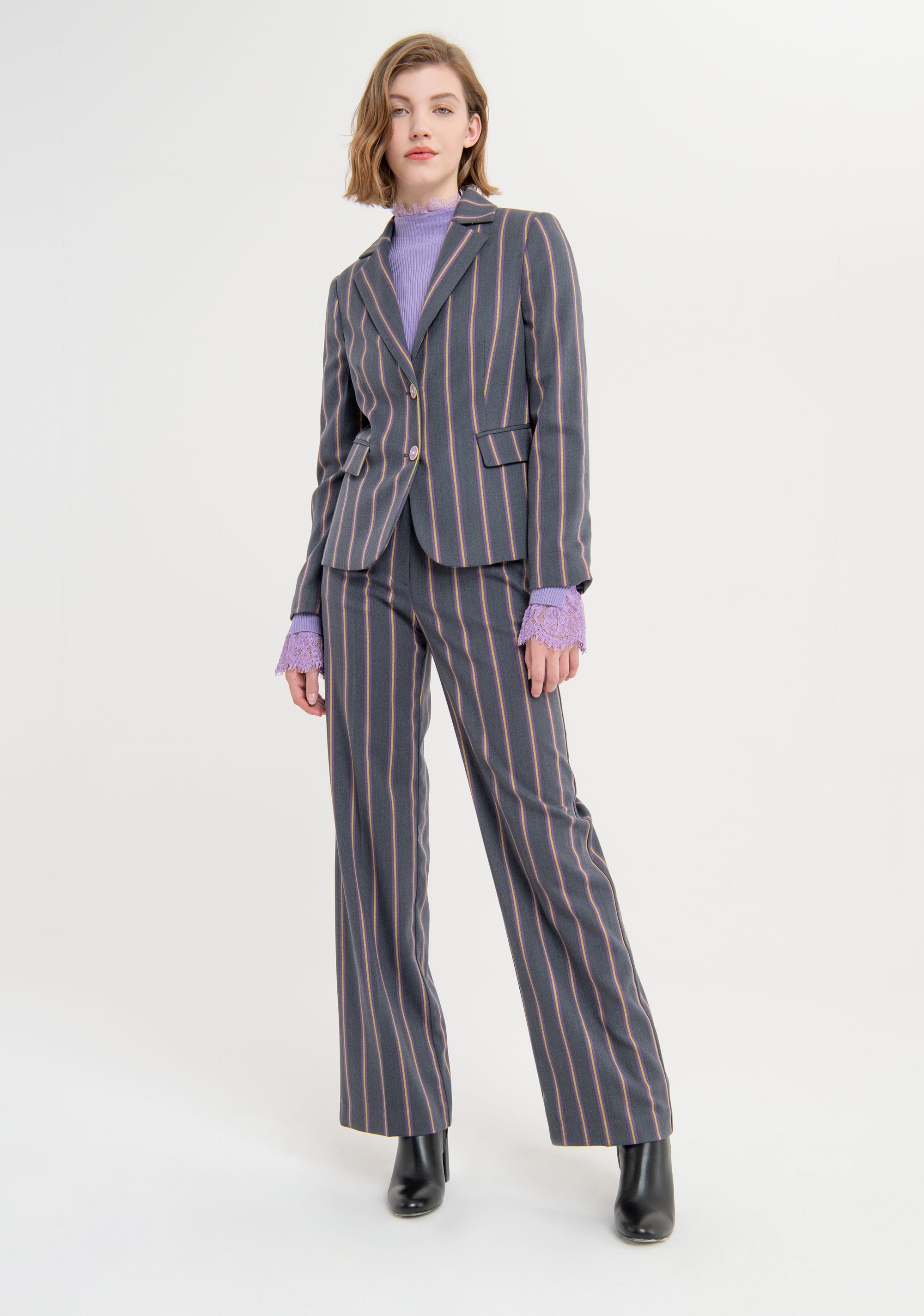 Pinstriped blazer jacket slim fit single breasted Fracomina FS23WJ2012W661N8-R89-1