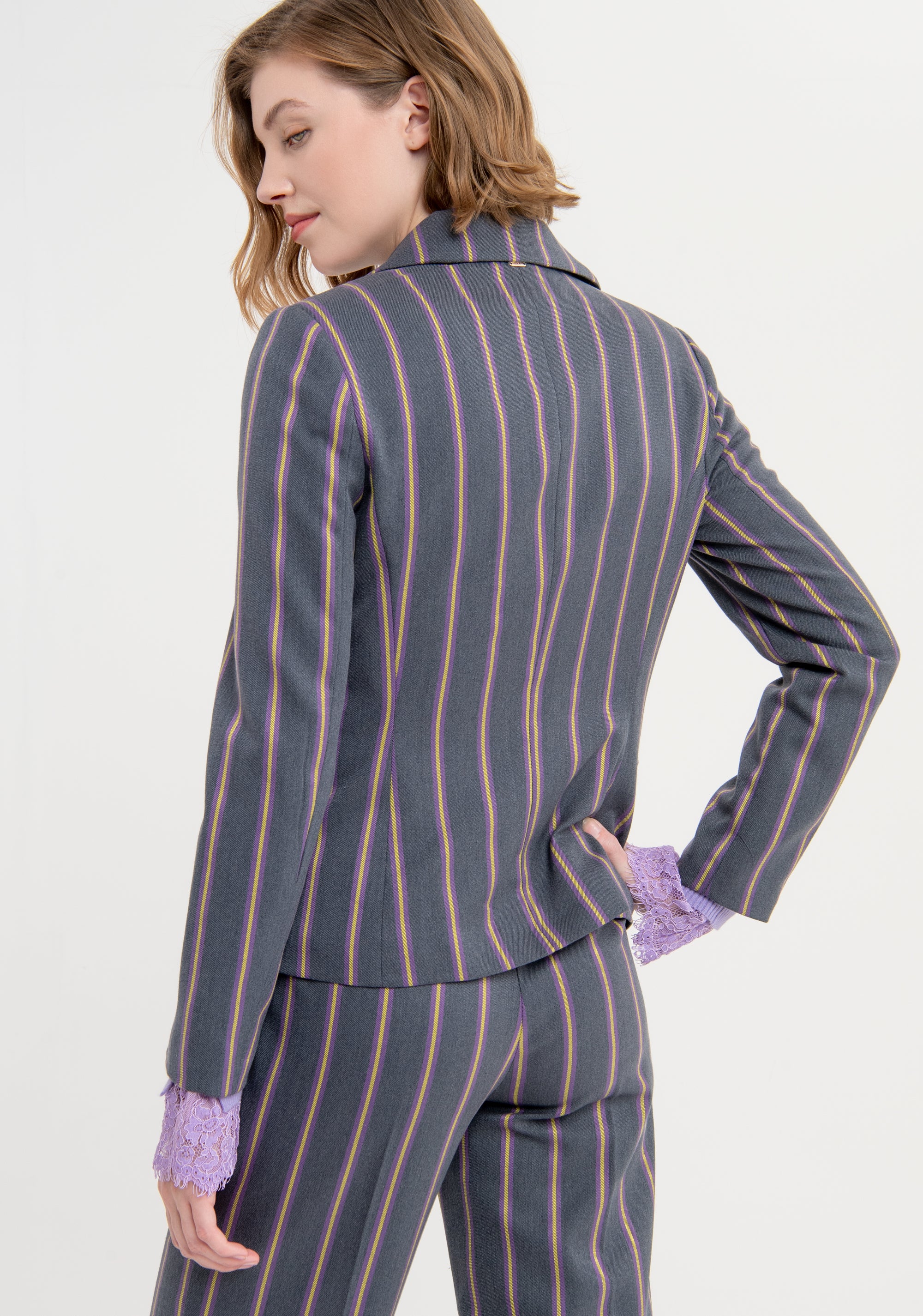 Pinstriped blazer jacket slim fit single breasted Fracomina FS23WJ2012W661N8-R89-4