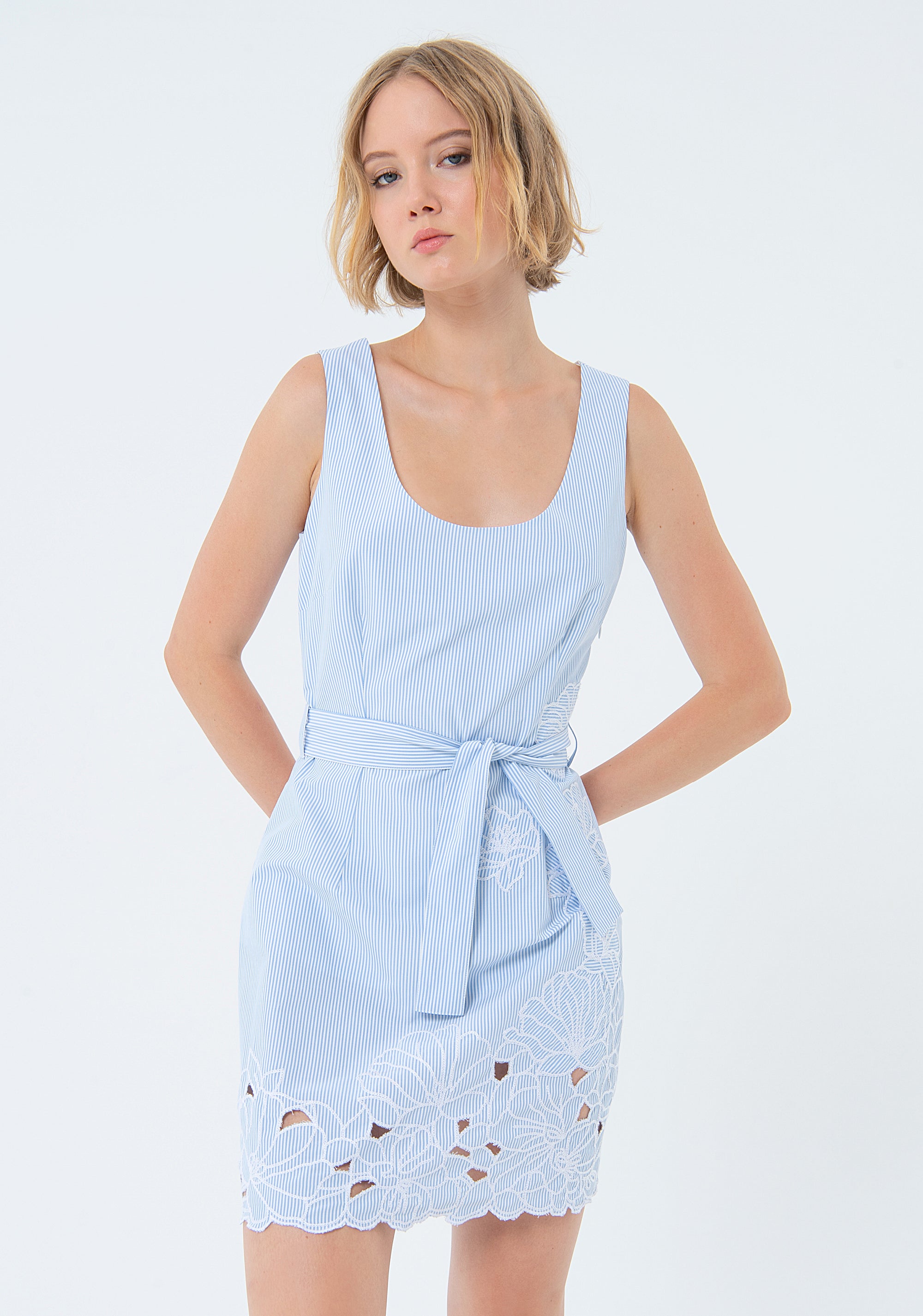 Mini dress slim fit with stripes Fracomina FS24SD1001W445N8-S49-2