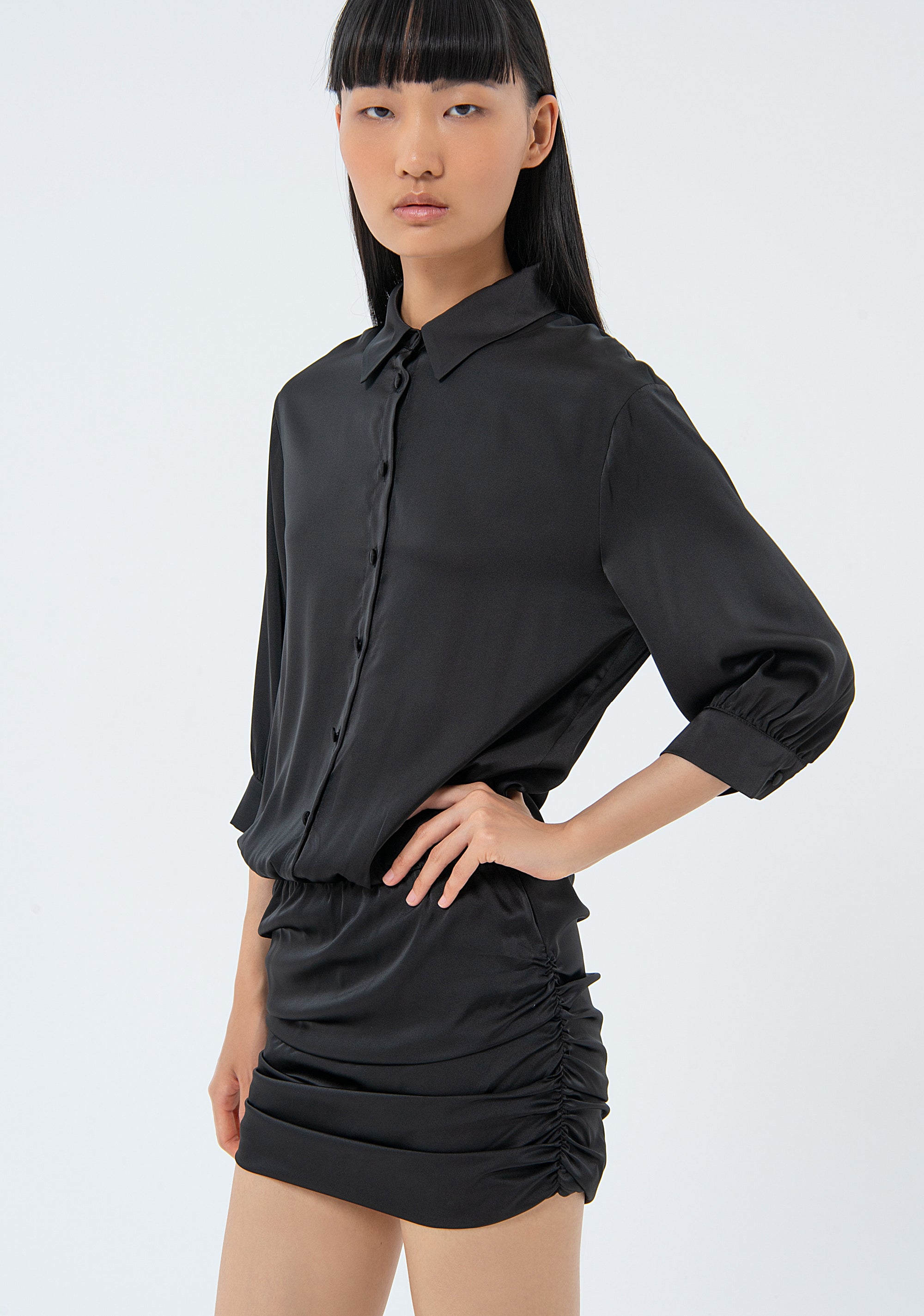 Mini dress regular fit made in satin Fracomina FS24SD1016W47001-053-2