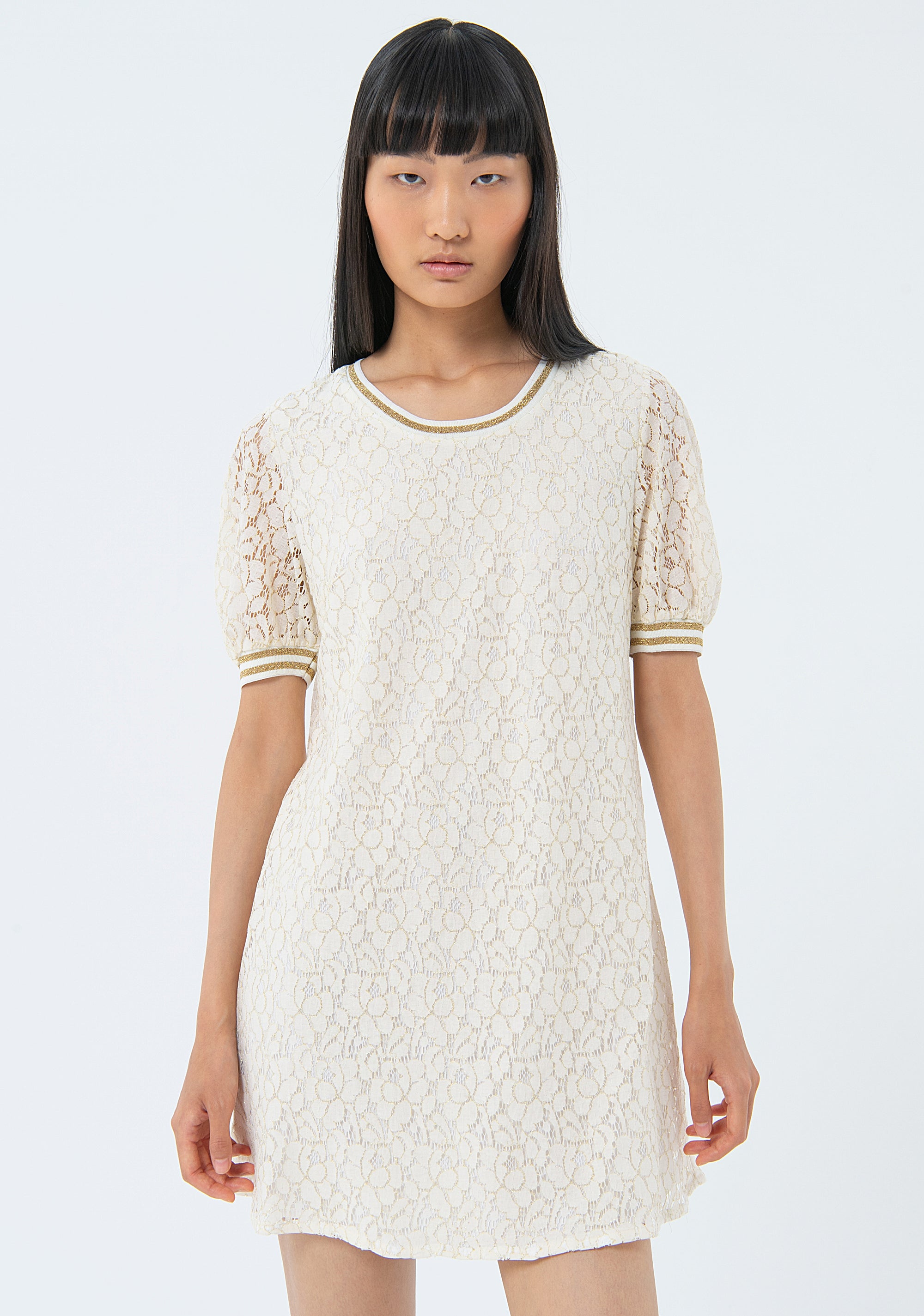 Mini straight dress made in lace Fracomina FS24SD1025W698Q7-278-1