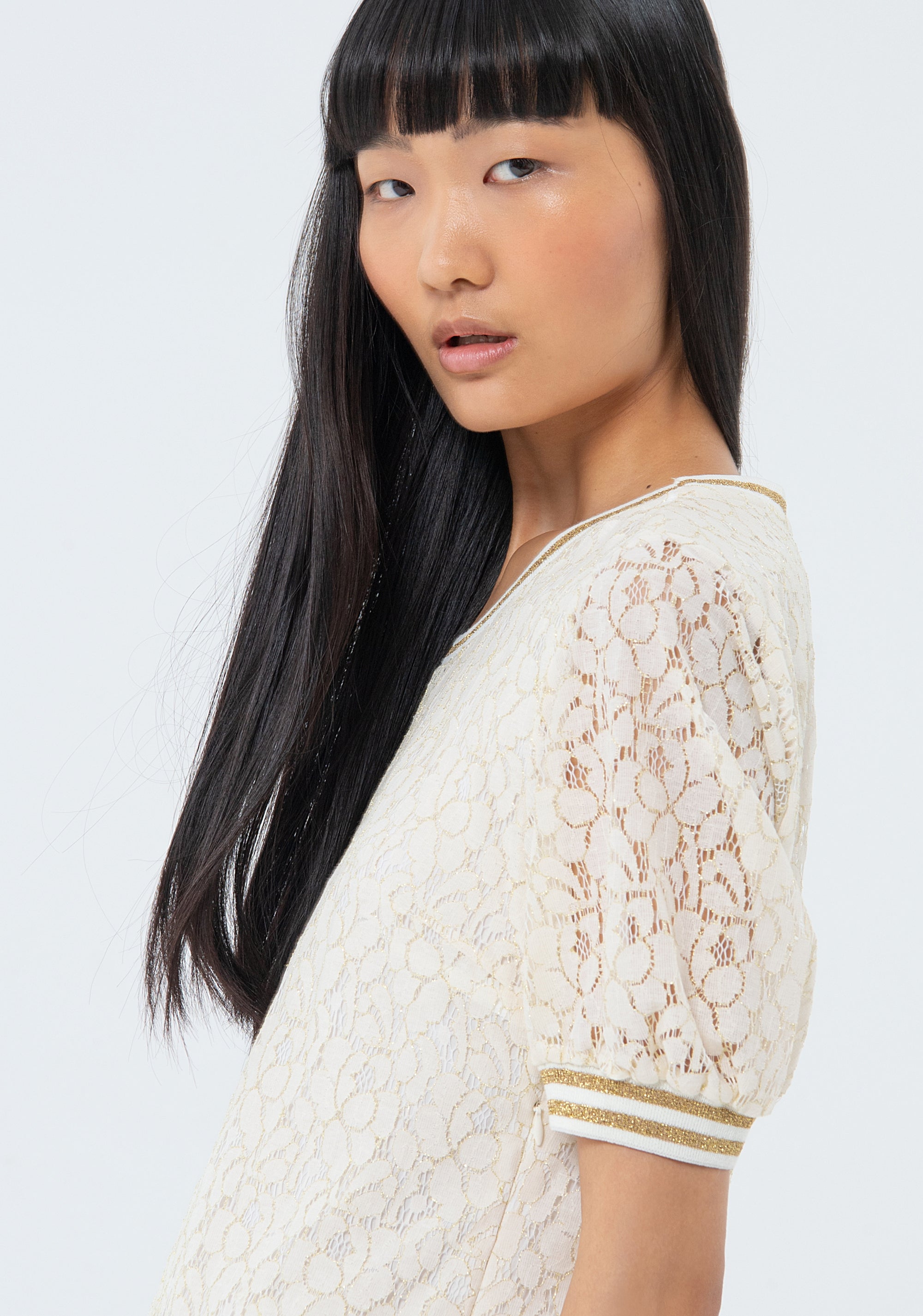 Mini straight dress made in lace Fracomina FS24SD1025W698Q7-278-3