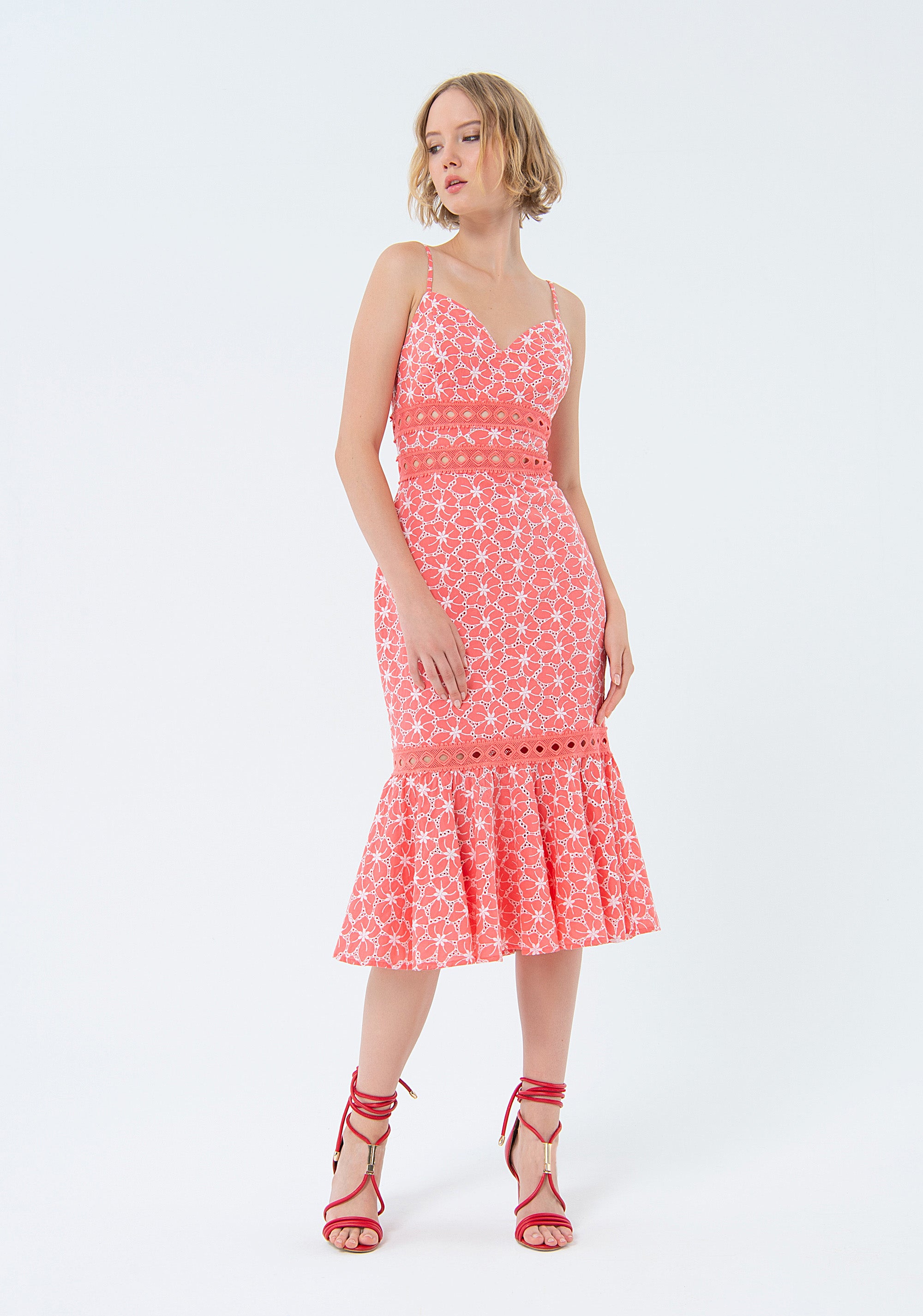 Sleeveless dress middle length with flowery pattern Fracomina FS24SD2003W40401-107-1_bfb53cb9-a177-4bbd-be1d-49d4772127aa