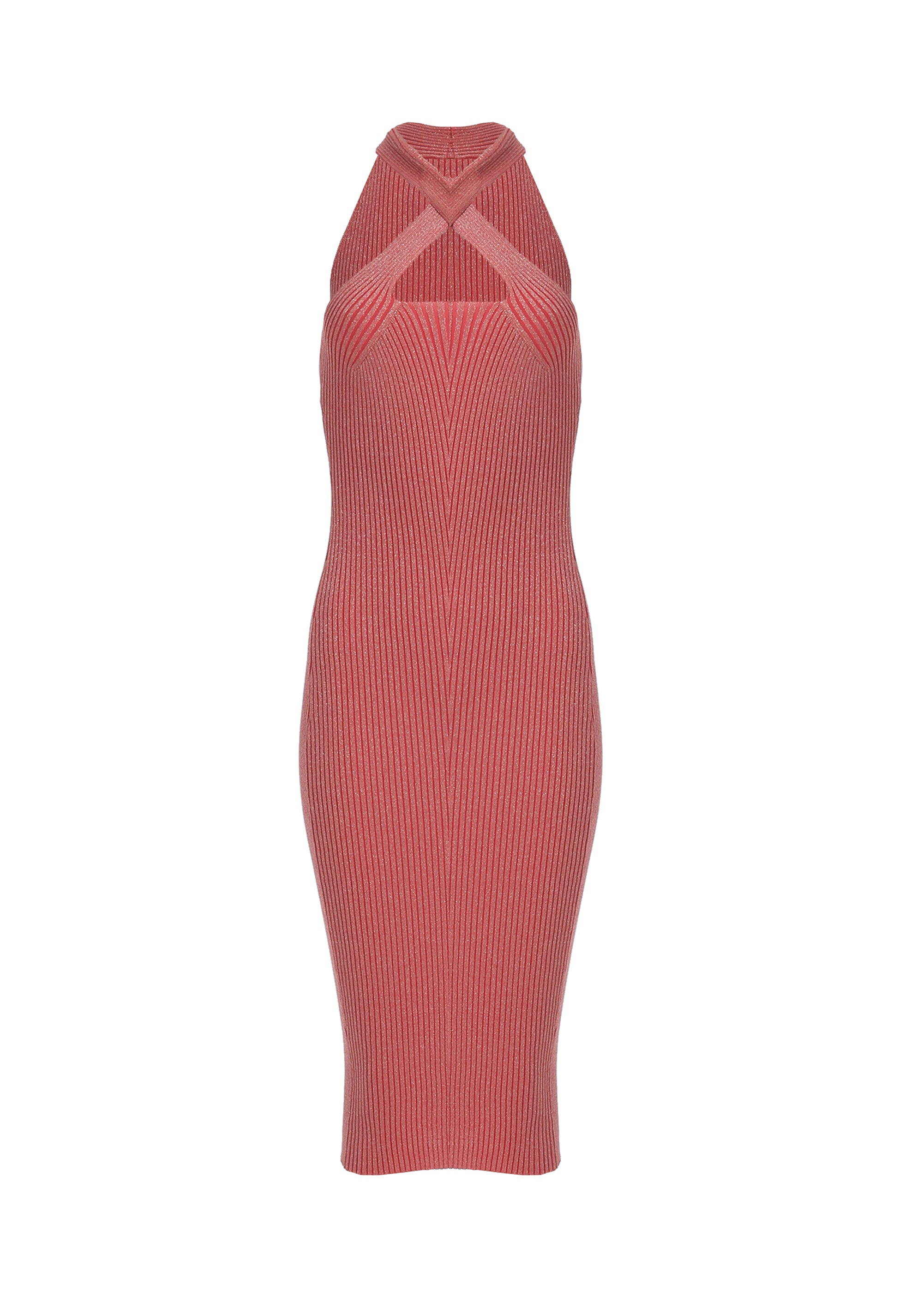 Knitted dress slim fit, middle length, with ribs with lurex Fracomina FS24SD5003K459Q7-107-1_06f70837-d483-476e-934a-6afac4b81f1c