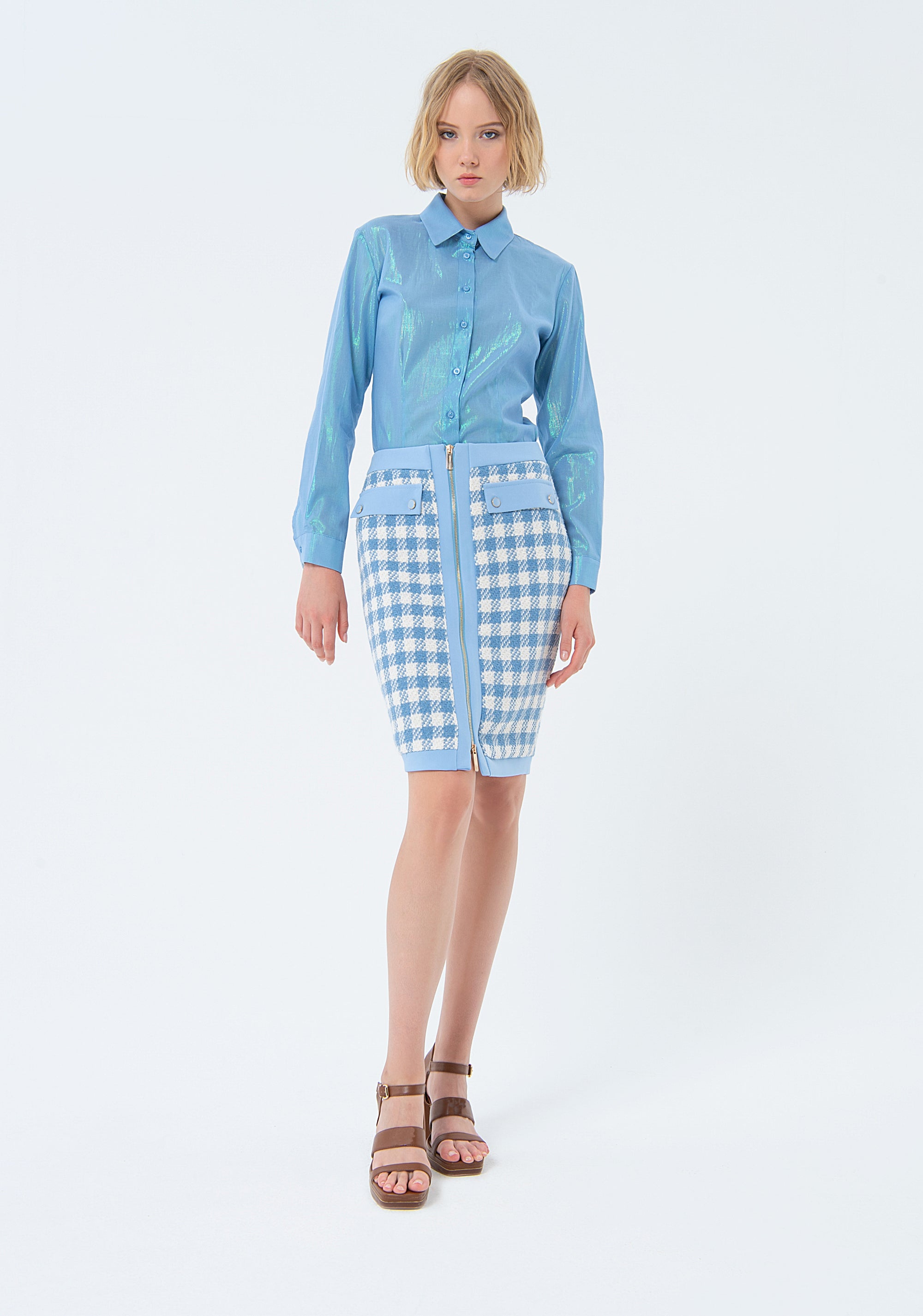 Mini sheath skirt slim fit with jacquard Fracomina FS24SG1002W70101-252-1_c0f6286a-3393-47d0-b206-9489194afc96