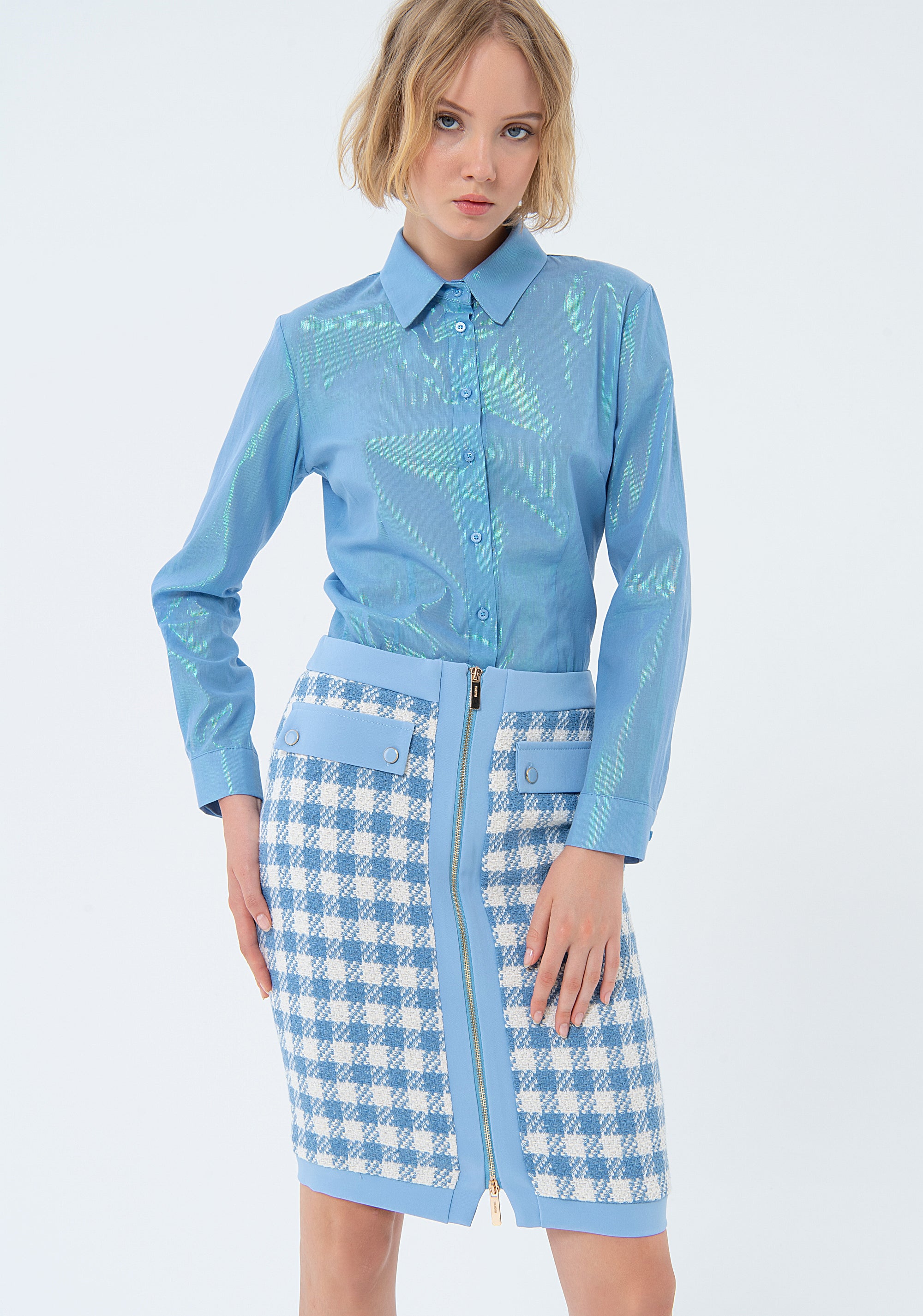 Mini sheath skirt slim fit with jacquard Fracomina FS24SG1002W70101-252-2_303f35f2-2796-4963-9028-57abc7a4ba94