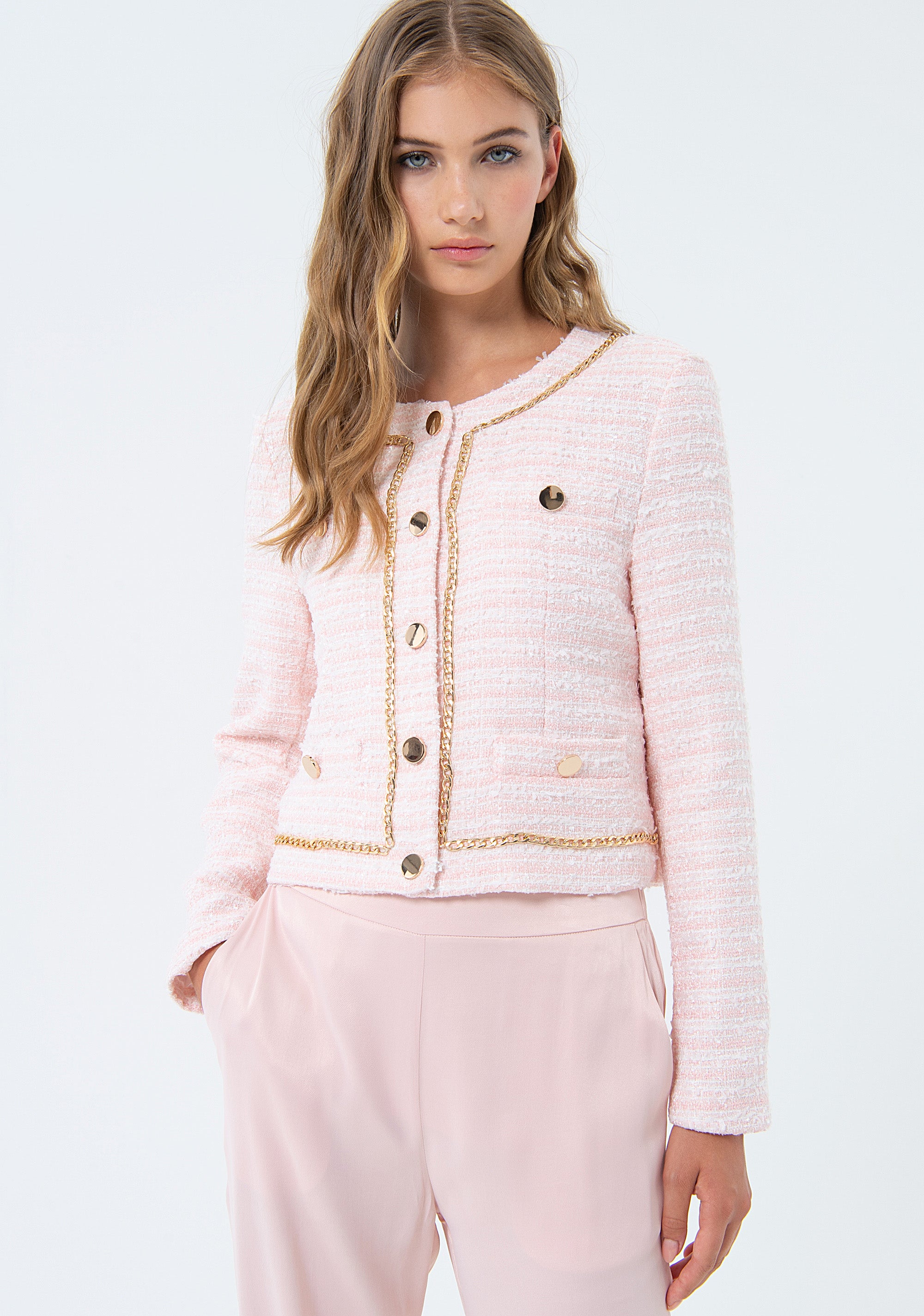 Jacket straight line made in tweed Fracomina FS24SJ2005W63301-794-1
